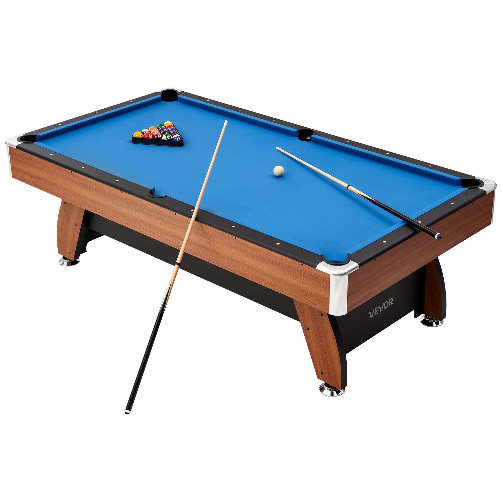 Piljardilaud 244 cm kaasaskantav piljardilaud puitviimistlusega moodne reguleeritavate jalgadega mängulaud täiskomplekt