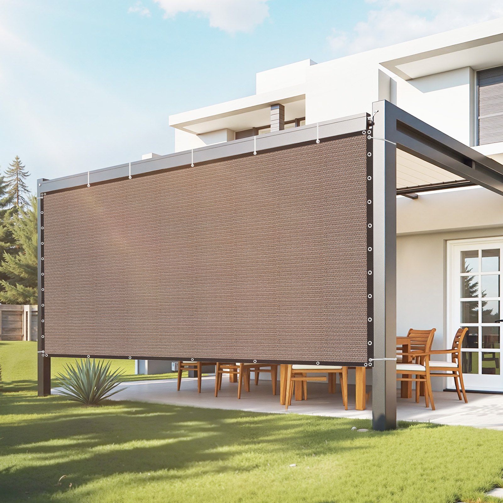 90% päikesevarjukangas 10 x 12 jalga pergola varjukate roostevabast terasest rõngastega päikesevarjuga privaatsust