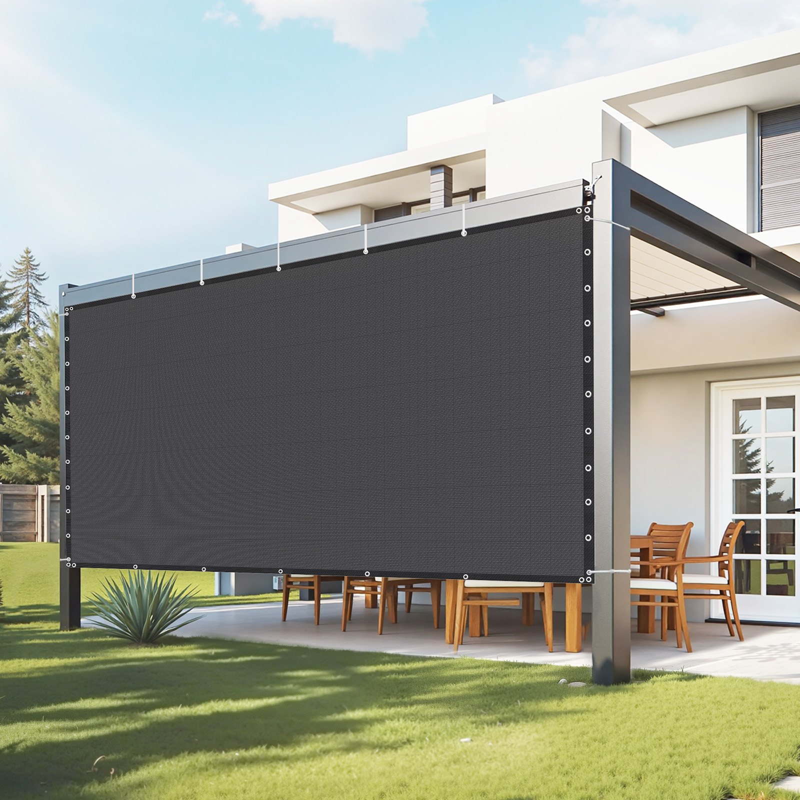90% päikesevarjukangas 10 x 12 jalga pergola varjukate roostevabast terasest rõngastega päikesevarjuga privaatsust