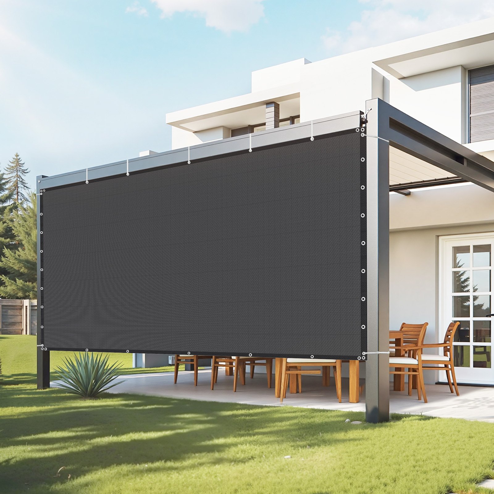90% päikesevarjukangas 8 x 12 jalga pergola varjukate roostevabast terasest rõngastega päikesevarjuga privaatsust