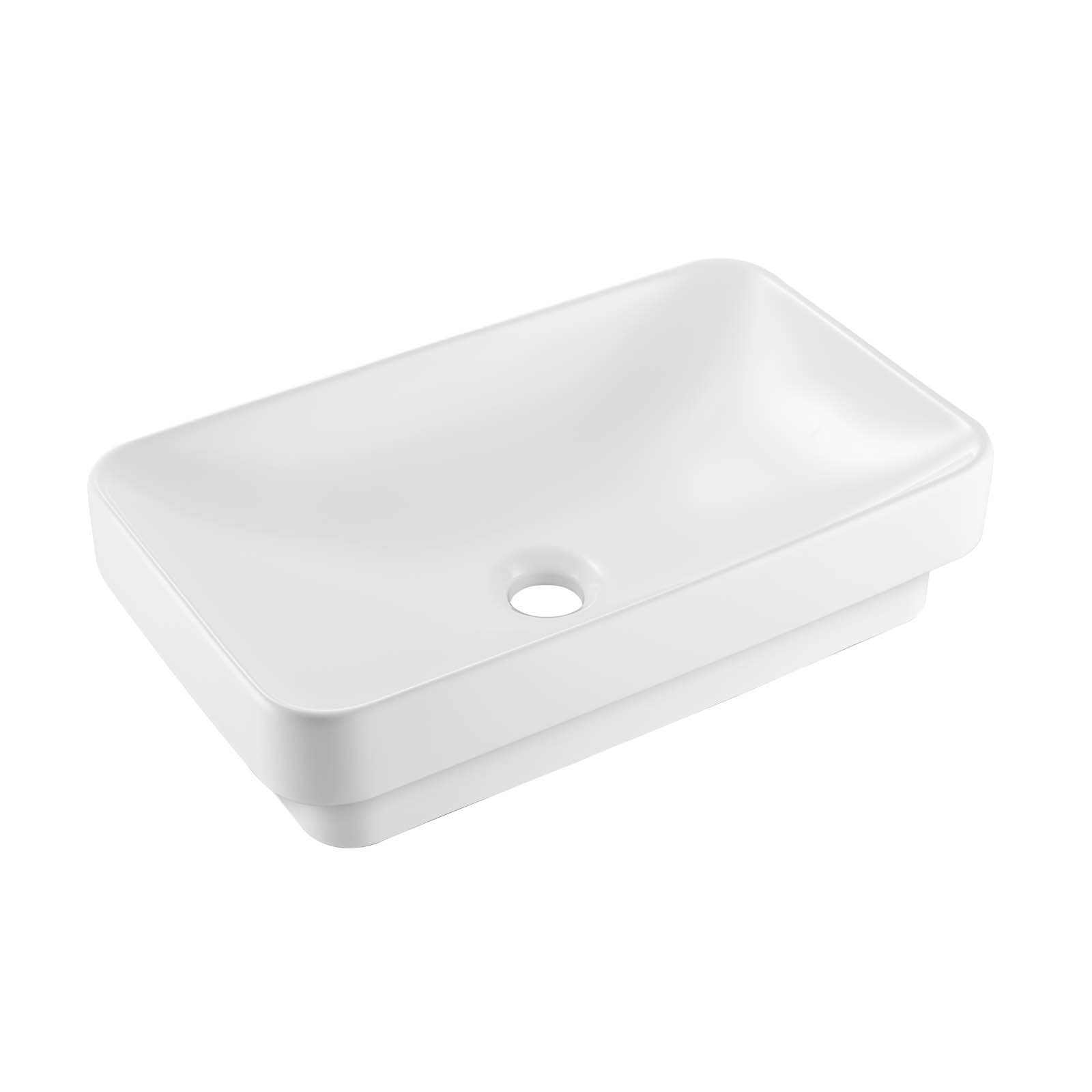 Poolsüvistatud vannitoavalamu, 490 x 305 mm ristkülikukujuline valge keraamiline kraanikauss 45 mm äravooluavaga, süvistatav moodne tualettpoti ja kraanikaussiga, ristkülikukujuline väikesesse vannituppa