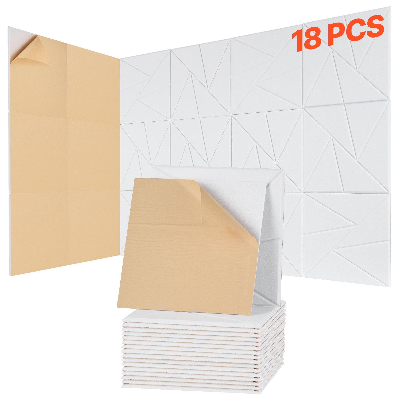 18 tk isekleepuvaid akustilisi paneele, 30 x 30 x 1 cm helikindlad vahtpaneelid, polüesterkiust helikindlad seinapaneelid, suure tihedusega, koju, stuudiosse, kontorisse, kinosse, valged