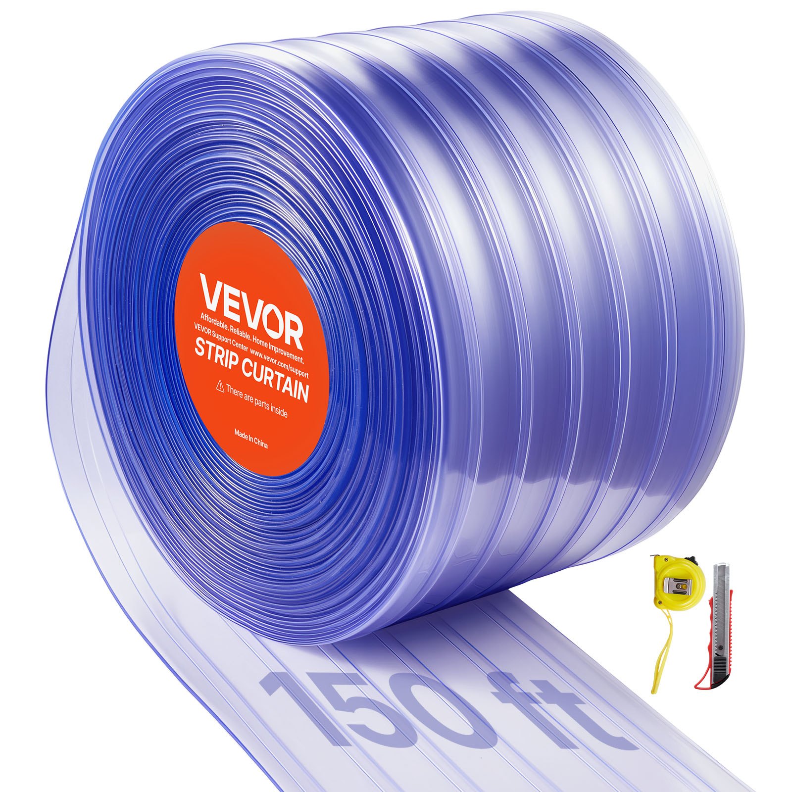 Läbipaistev PVC-ribakardin pikkus 45 7 m x laius 30 5 cm soonikkoes plastukseliist lahtiselt rullpakendis sügavkülmiku