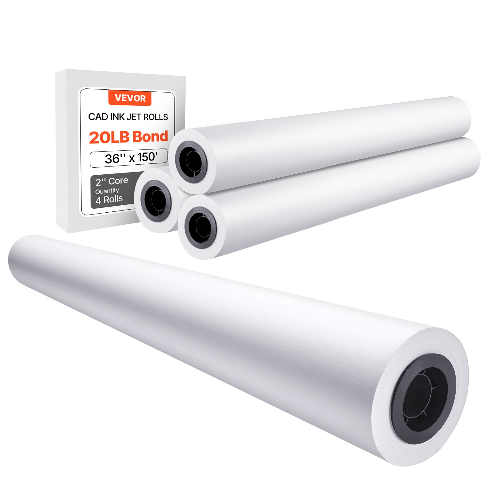 Laiformaatpaber, 91,4 cm x 45,7 m plotteripaber, 4 rulli CAD-paberrulli