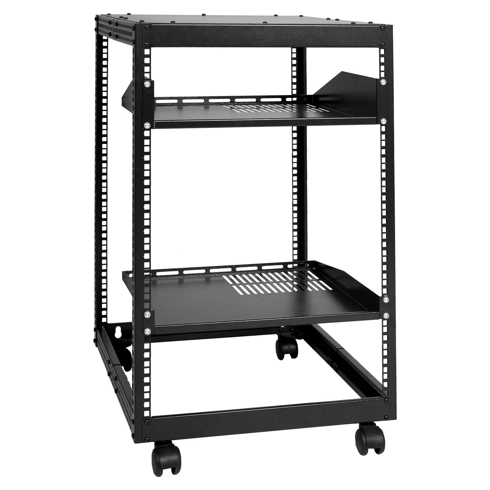 15U avatud raamiga serveririiul 58 5–101 6 cm/23–102 cm reguleeritava sügavusega vabalt seisev või seinale kinnitatav