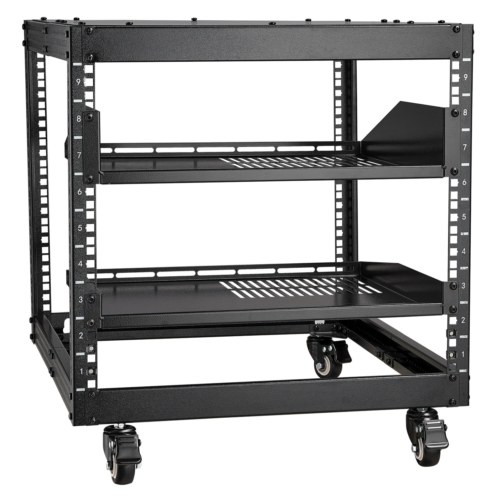 9U 4-postiline avatud raamiga serveririiul-võrguümbris 58 4–101 6 cm reguleeritava sügavusega