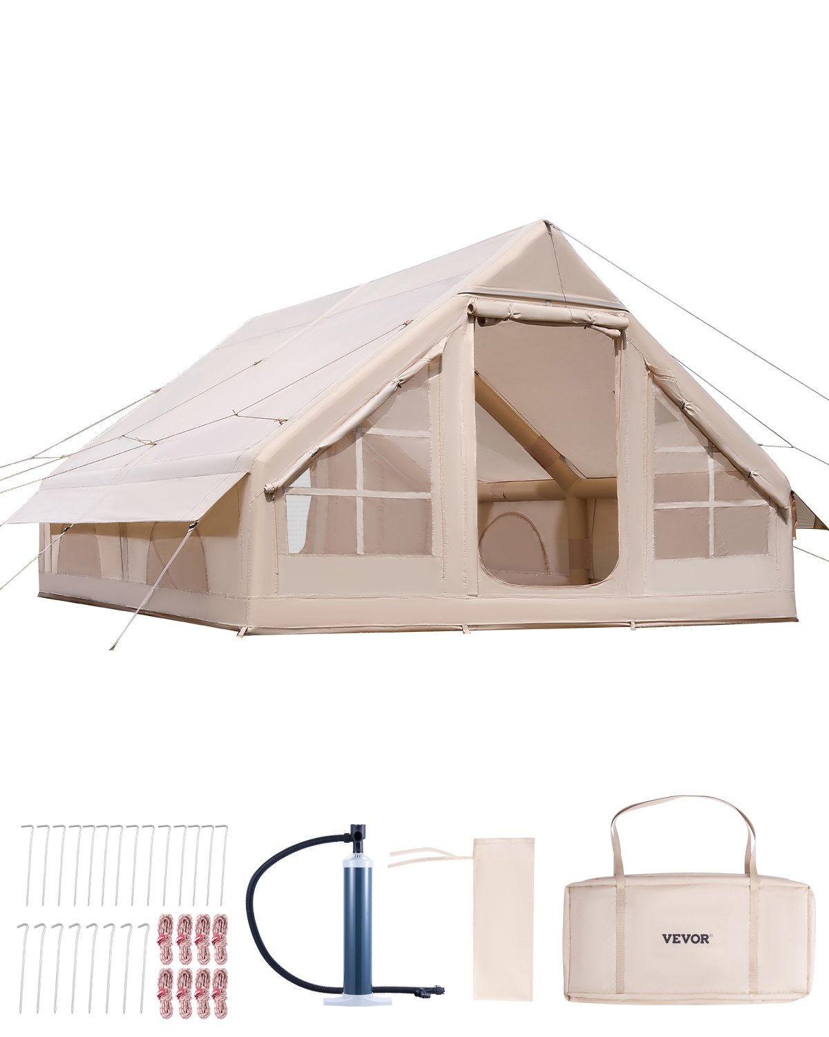 Täispuhutavad telgid telkimiseks 5-8 inimesele hõlpsasti paigaldatav täispuhutav telk käsipumbaga 300D Oxford Glamping