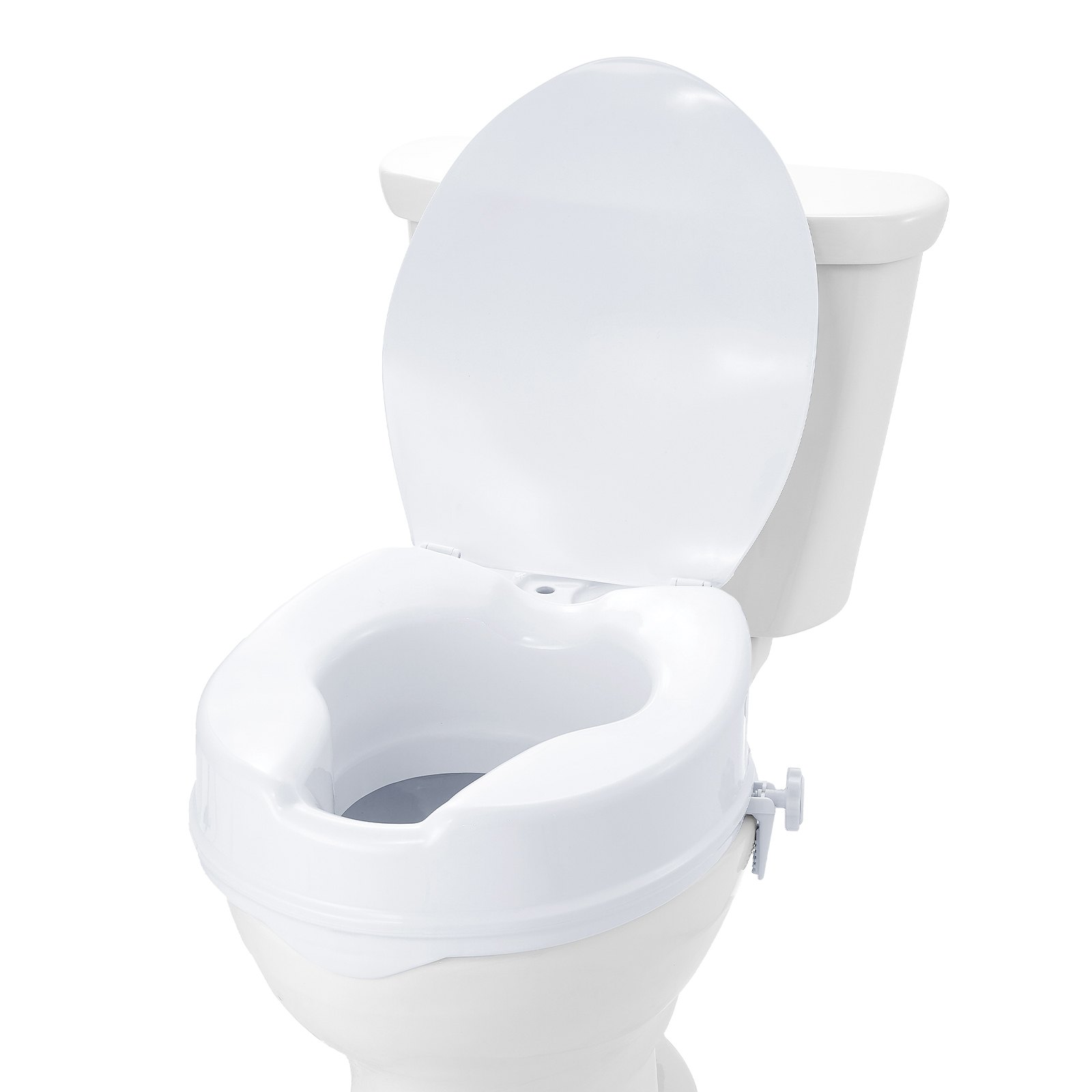 Kõrgendatud WC-poti kaas 10 cm kõrgune kandevõime 136 kg universaalne WC-poti kõrgendus kruvivardaga lukustus WC-potiga