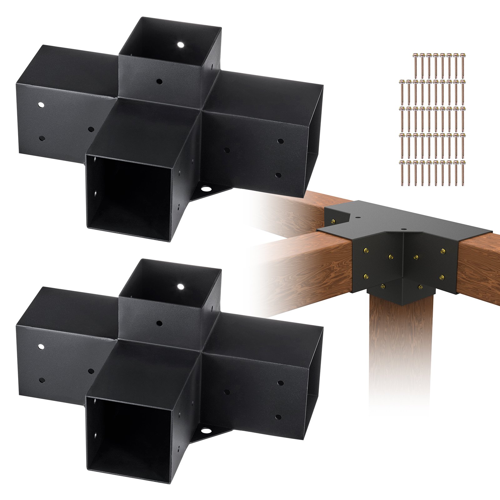 Pergola kronsteinikomplekt 10 2 cm x 10 2 cm sisemõõt 9 1 cm x 9 1 cm 2 tk 4-suunalist tugevat nurgakroonti puidust