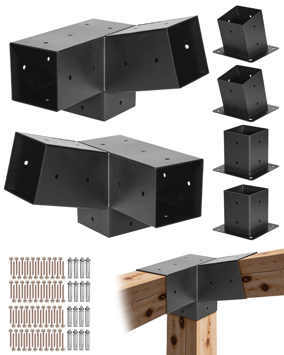 Pergola komplekt 4x10 2 cm 3-suunalised kaldus kronsteinid 92 x 92 mm puittaladele tegelikus suuruses 2 pergola