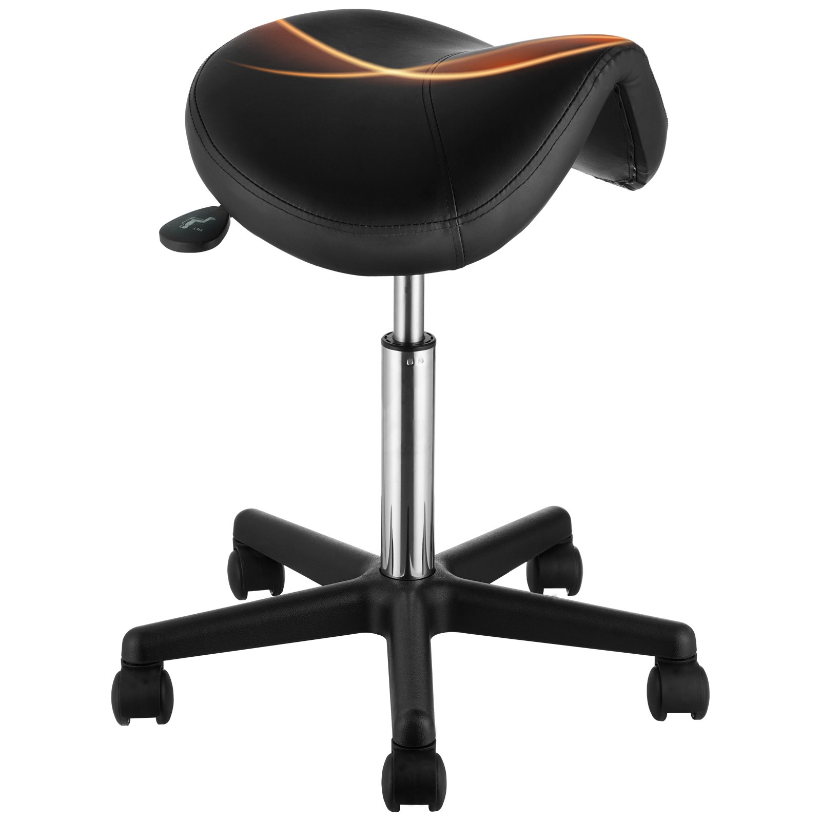 Sadulatool ratastega, kandevõime 181,4 kg, ergonoomiline, rulluv, reguleeritava kõrgusega, paksendatud PU-nahast, pöörlev, salongi, spaa, tätoveeringu, kliiniku jaoks, must