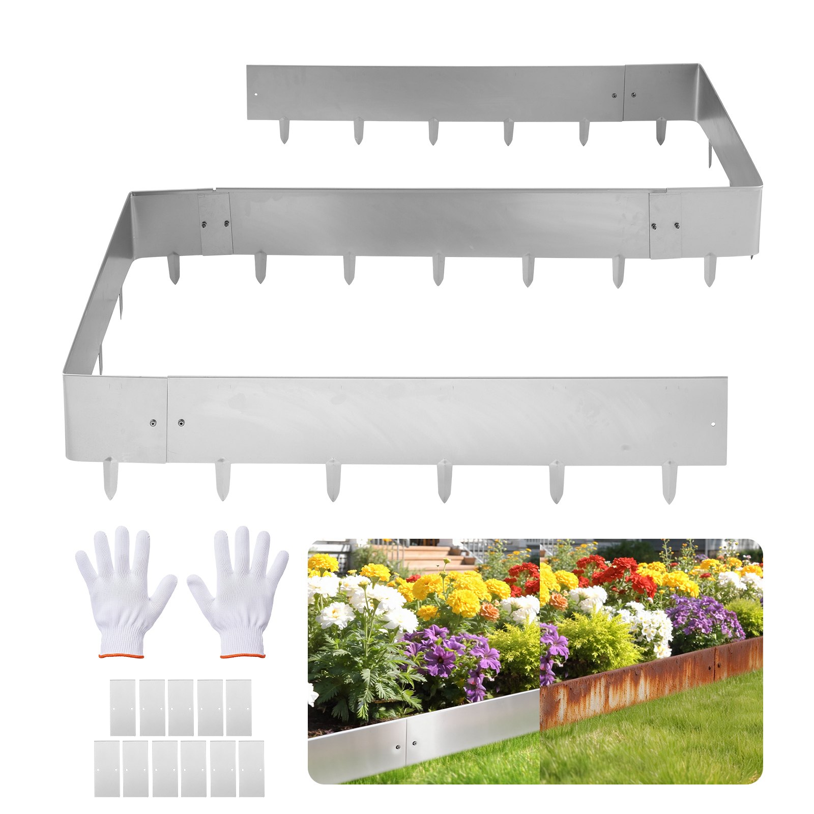 Corten terasest aiaserv, 10 tk pakis 100 x 23 cm metallserv haljastuse jaoks koos 11 ühendusplaadiga, lihtne paigaldada, metallist aiaserv lillepeenrale, õueteele