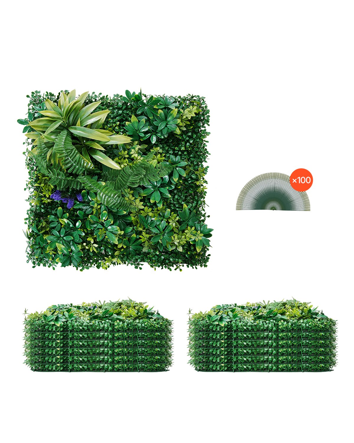 Kunstmuru seinapaneelid 12 tk 50 8 x 50 8 cm 3D kombineeritud haljastuspukspuu paneel sise- ja välistingimustes