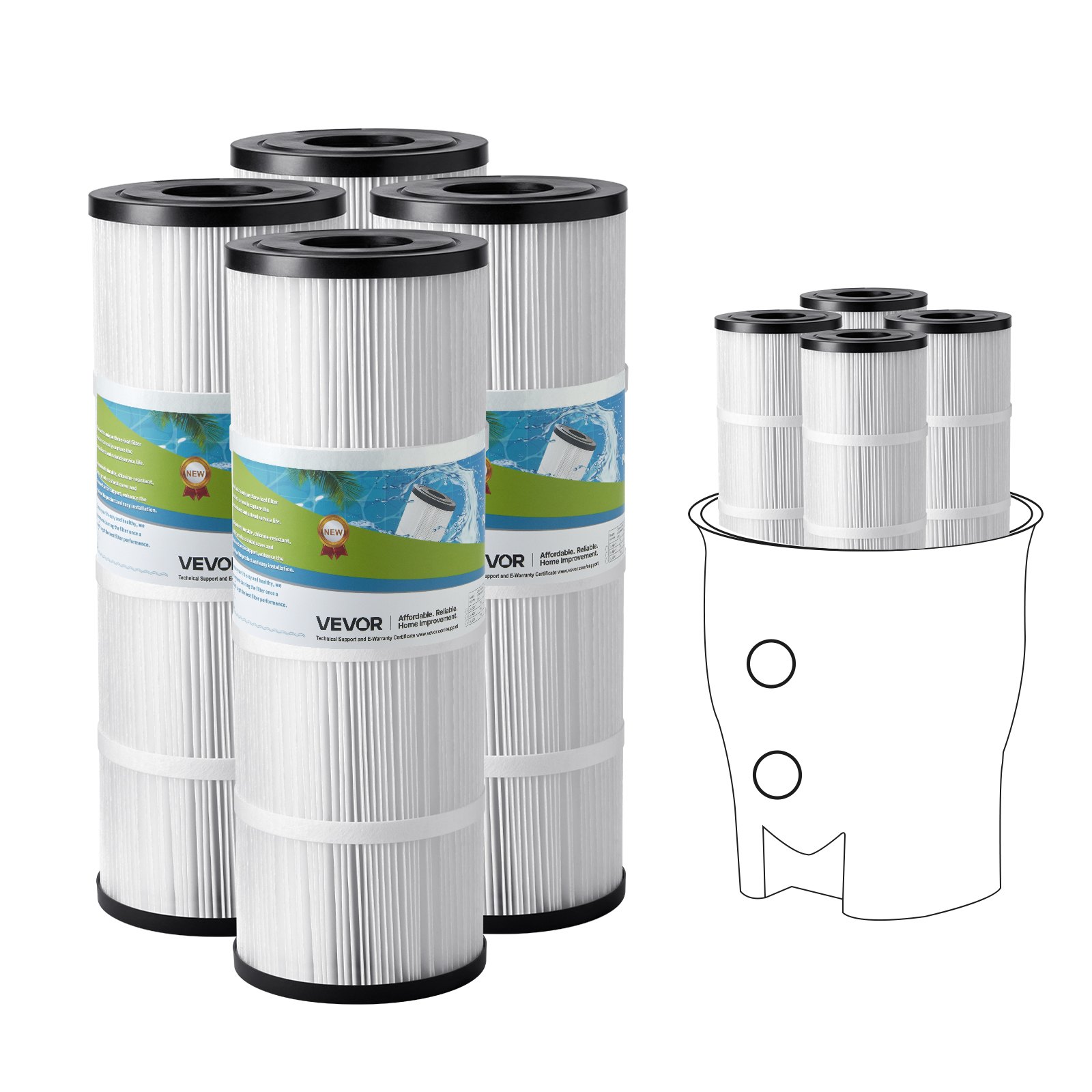 Basseini filtrikassett, 4 x 80 ruutjalga, mullivanni filtrikassetti vahetus, ühildub Pentair CCP320-ga, Pleatco PCC80-PAK4, turvaline lastele ja lemmikloomadele, lihtne puhastada