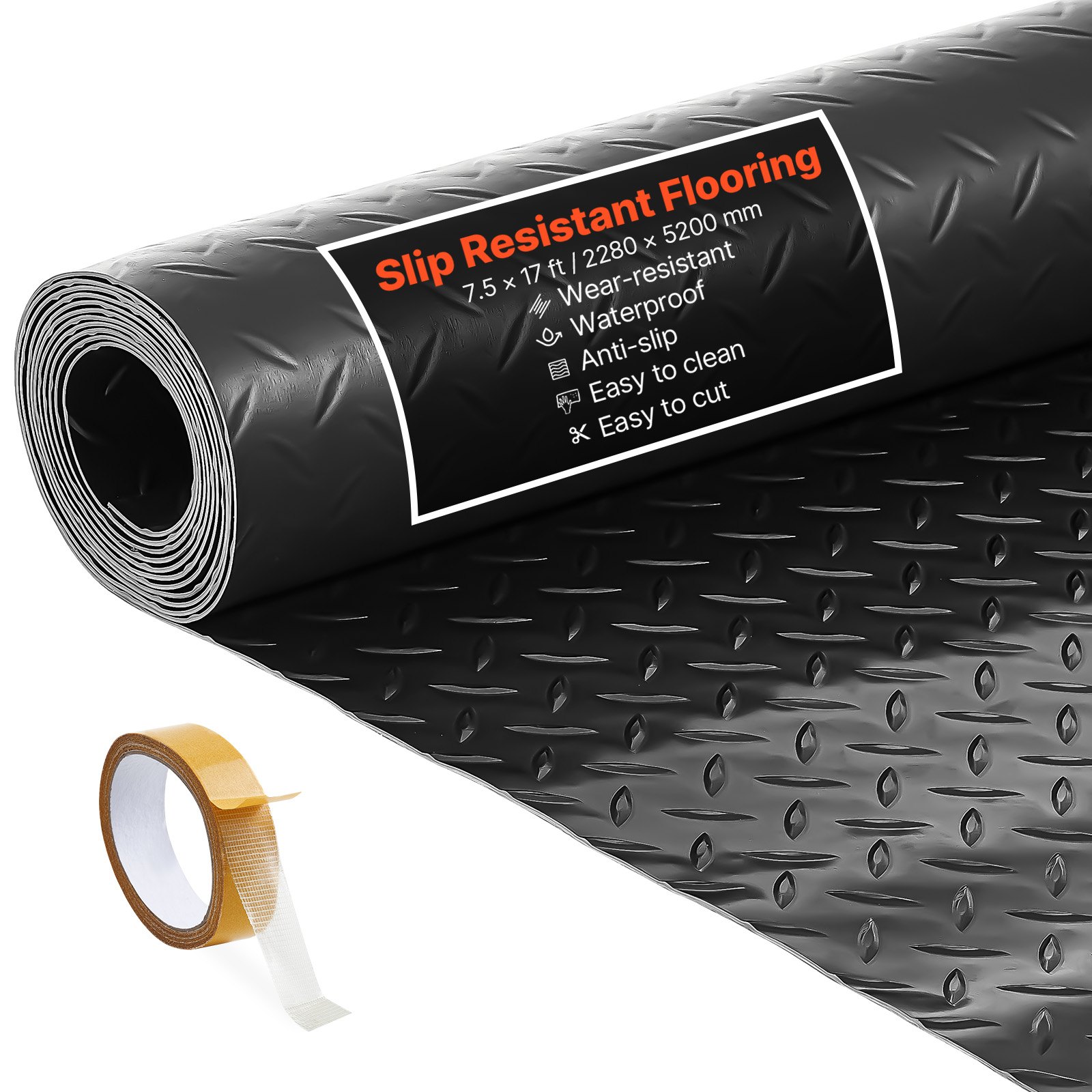 Garaažipõrandamatt rullmaterjalist 2 28 x 5 2 m 2 2 mm paksendatud PVC teemantplaadiga põrandakaitsematt kahepoolse