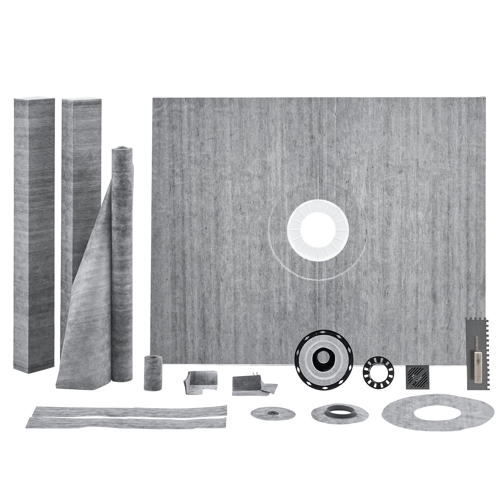 Dušinurga komplekt, 1219x1524 mm dušialuse komplekt 50,8 mm PVC keskäärikuga