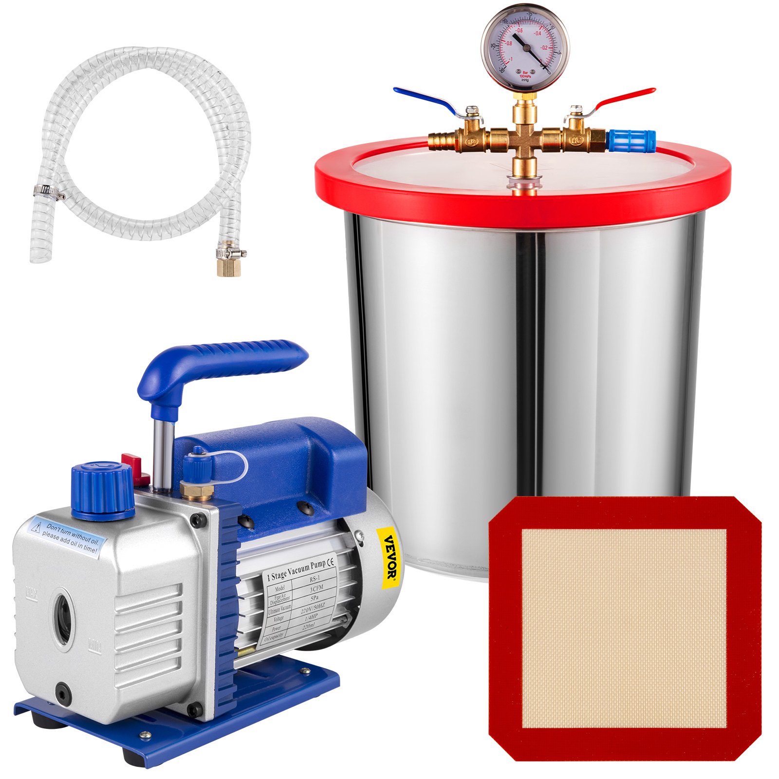 5,1 M³/h 1/4HP üheastmeline vaakumpump, 3-gallonine (13-liitrine) vaakumkambri komplekt