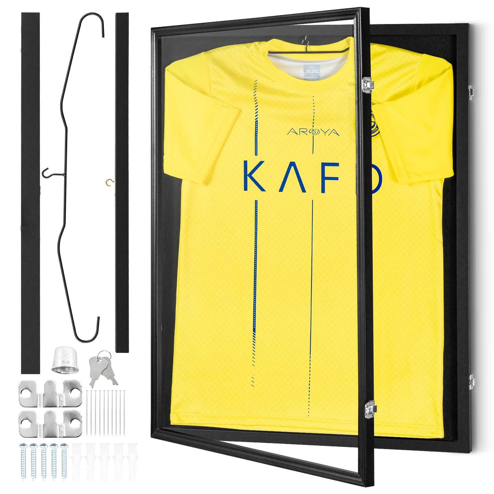 Särgi vitriinkapp 590 x 790 x 40 mm (59 2 x 79 2 x 3 8 cm) suur lukustatav spordidresside varjukarp 98% UV-kaitsega