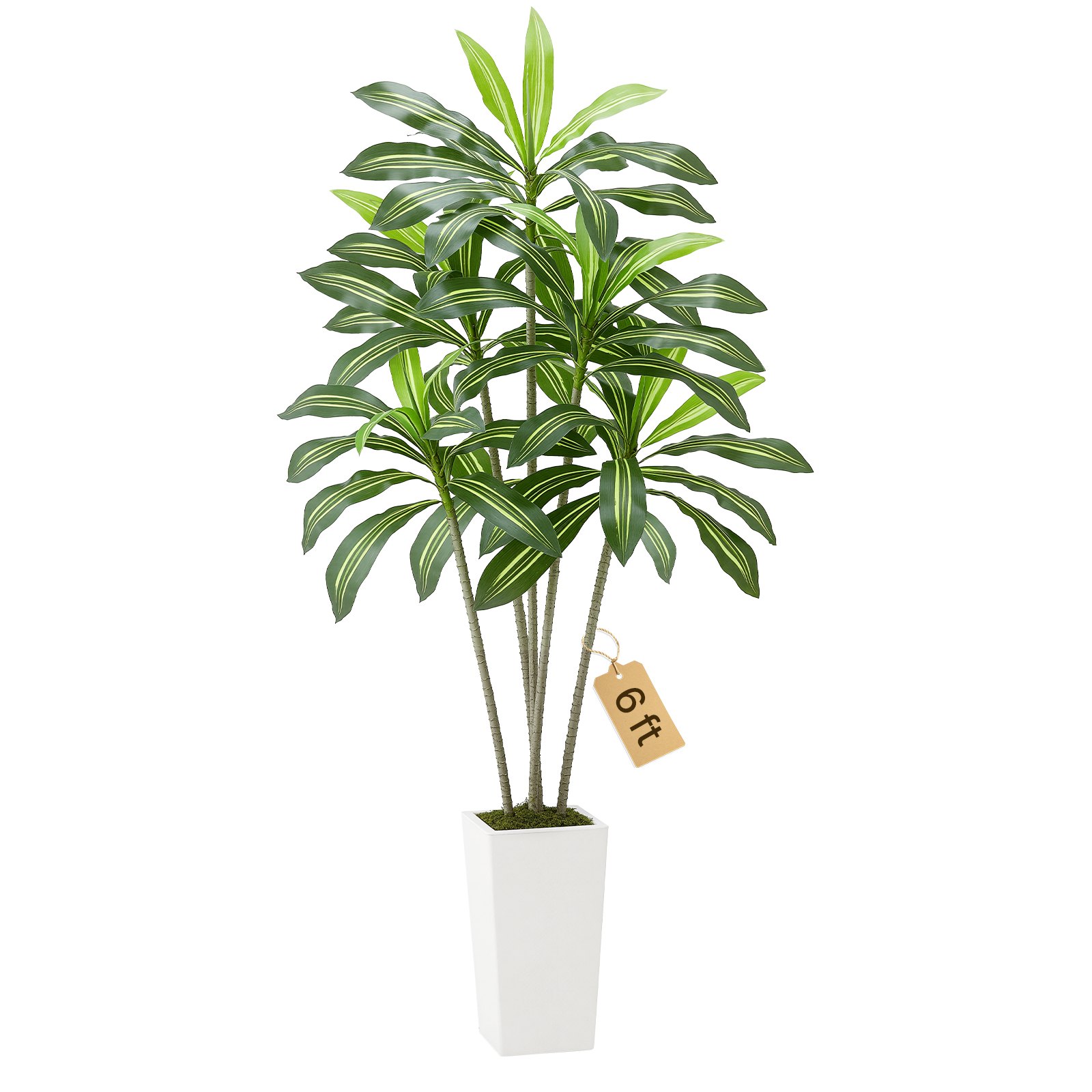 Kunstlik dracaenapuu 1829 mm kunstpalm troopilised taimed valge kõrge lillepotiga kunstpõranda siidist taim potis