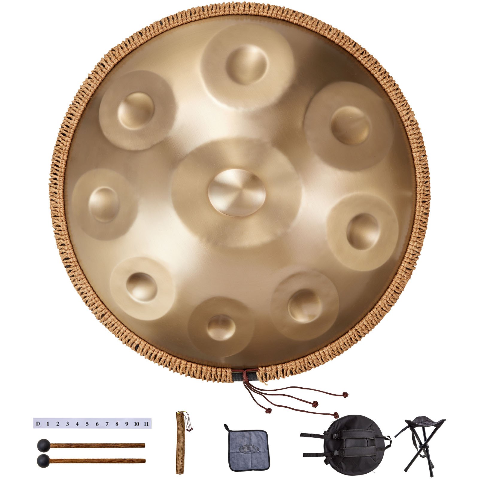Käsitrumm 56 cm 9 nooti terasest käsitrumm 432 Hz d-moll kootud servakaitsmetega 2 nuia ja kandekott pleekimiskindel