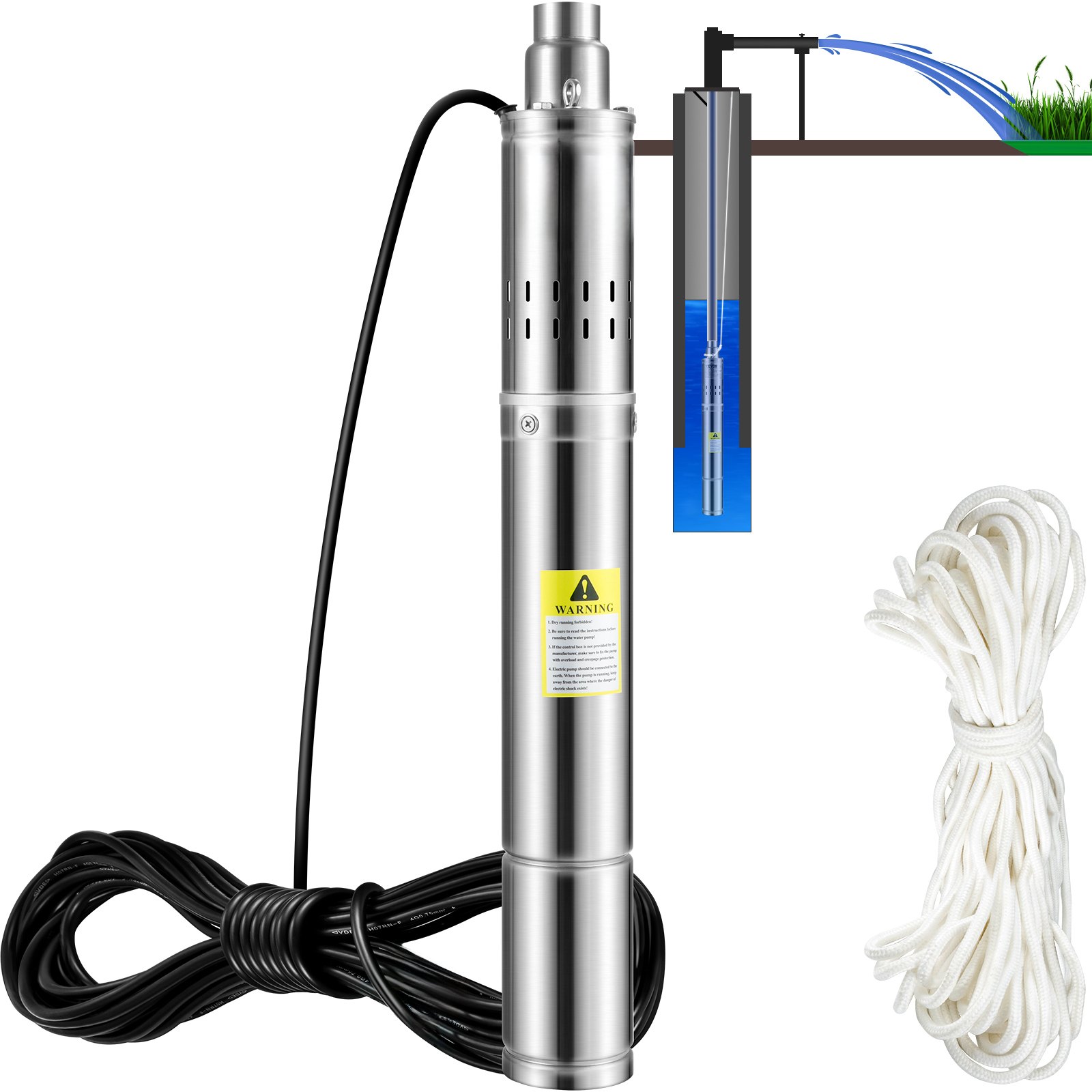 Süvakaukude sukeldatav pump, 550W 230V/50Hz, 35L/min 108 m pea liivakindel <5%