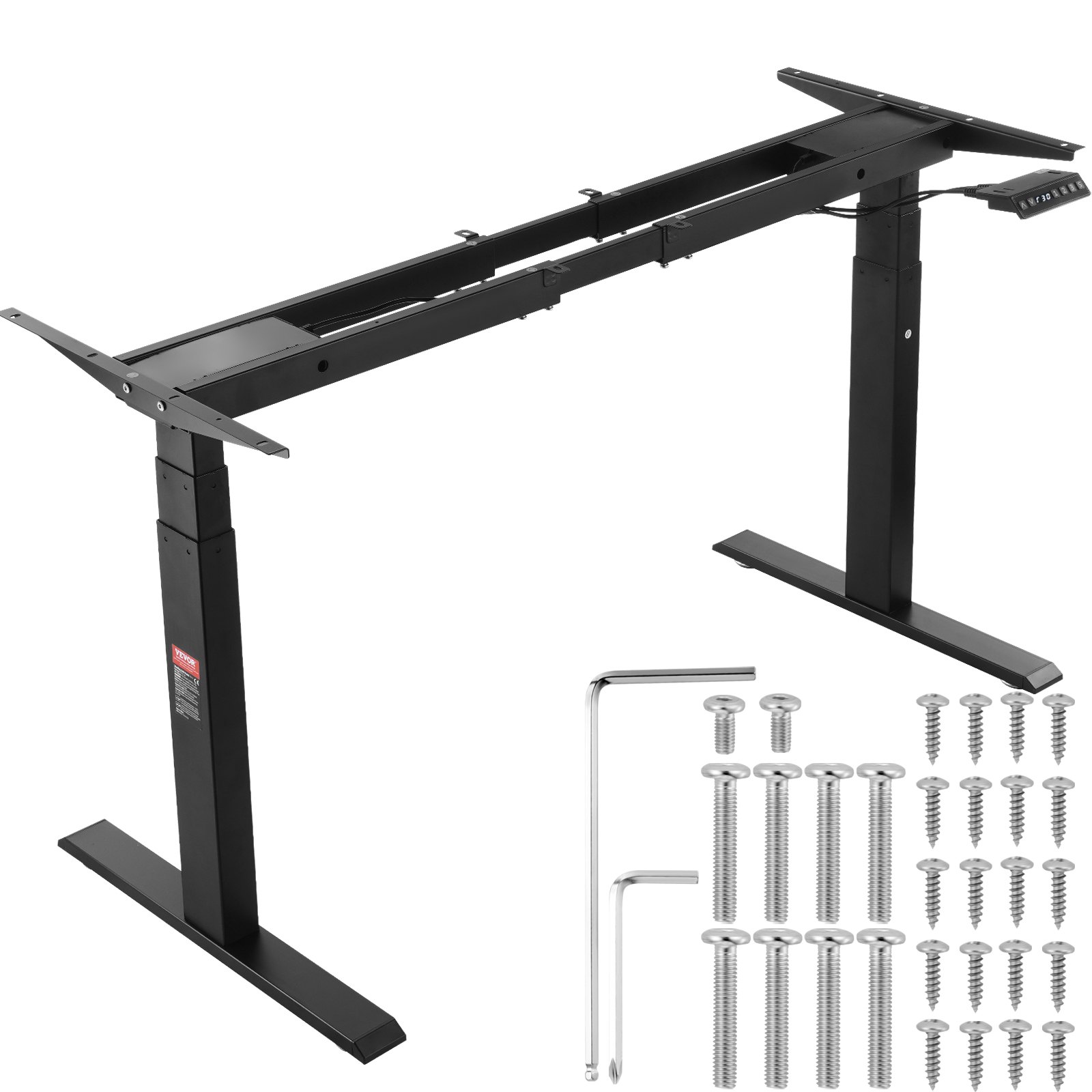 Elektriline seisulaua raam, kahe mootoriga reguleeritav, 65–129 cm, must
