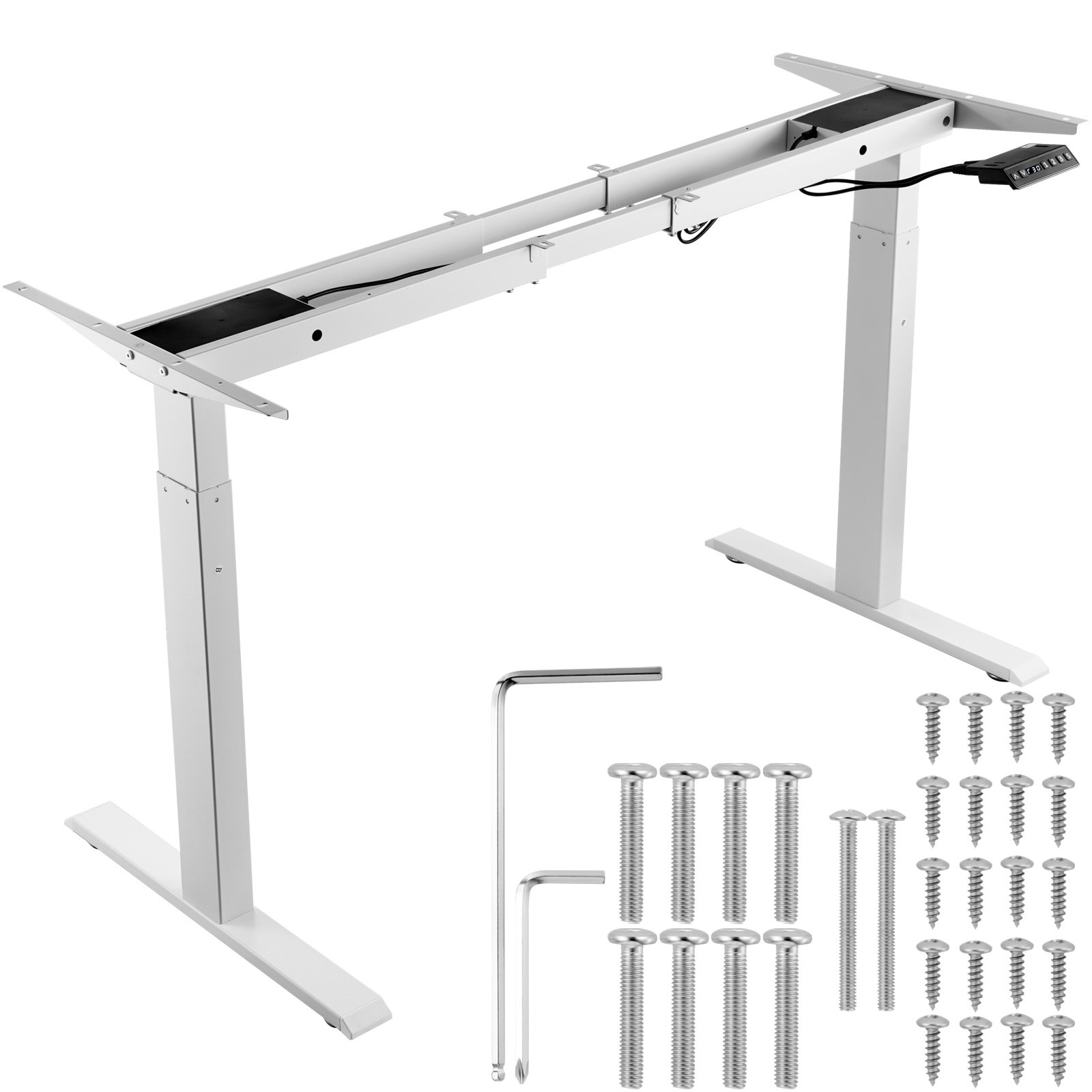 Püstilaua raam, kahe mootoriga, reguleeritav kõrgus 27,6–117 cm/70–117 cm ja pikkus 43,3–178 cm/110–178 cm, elektrilised püsti seisva arvutilaua jalad, ergonoomiline isetegemise töökoha alus koju ja kontorisse (ainult valge raam)