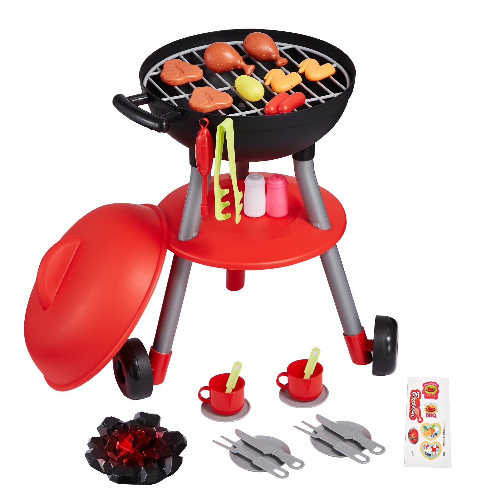 28-osaline BBQ-grilli mängukomplekt, laste mänguasjade köögimängukomplekt heli ja valgusega, väikese koka mäng, interaktiivne grillimängu toidu valmistamise mängukomplekt grillimänguasi väikelastele poistele tüdrukutele 3-5 sünnipäevakingitus