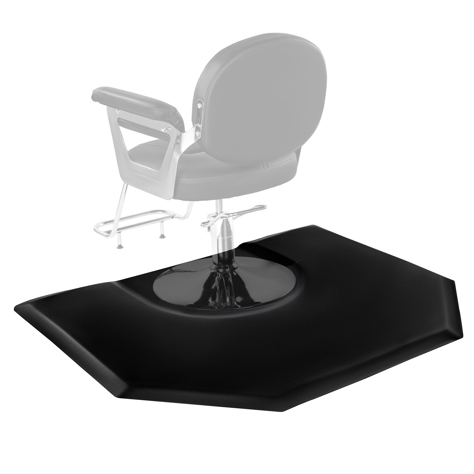 Juuksurimatt, 1225 x 1505 mm, kuusnurkne, väsimusvastane salongimatt, 25 mm paksendatud juuksurisalongi põrandamatt ümara väljalõikega, kergesti puhastatav PVC-pind ja komistusvastased kaldservad