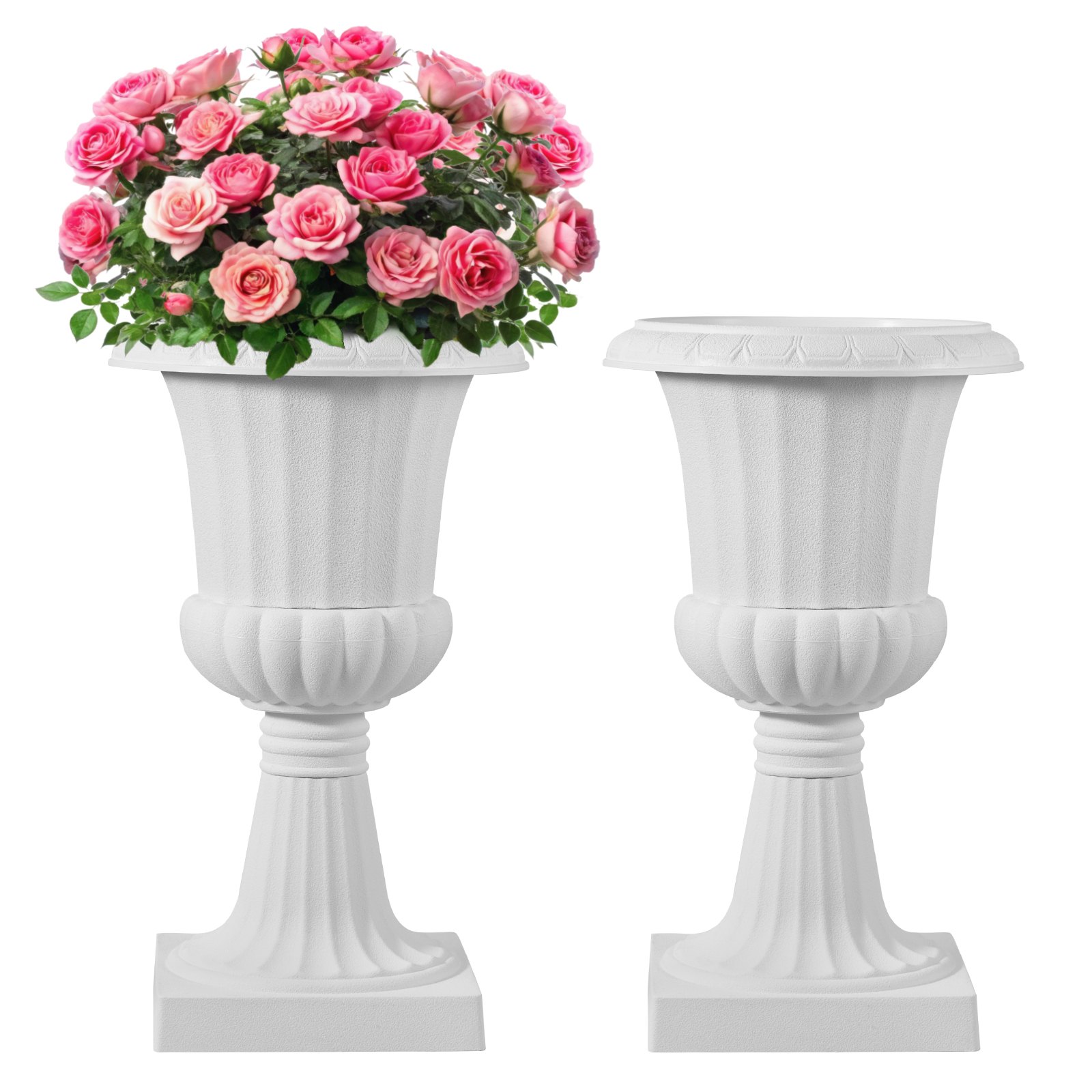 Plastikust urn-lillepotid, 40 x 67 cm, 2 tk pakis, valged klassikalised lillepotid, veranda lillepotid, sise- ja õuevaas pulmadeks, pidudeks, üritusteks, koduks, lavale, aeda, rõdule, terrassile