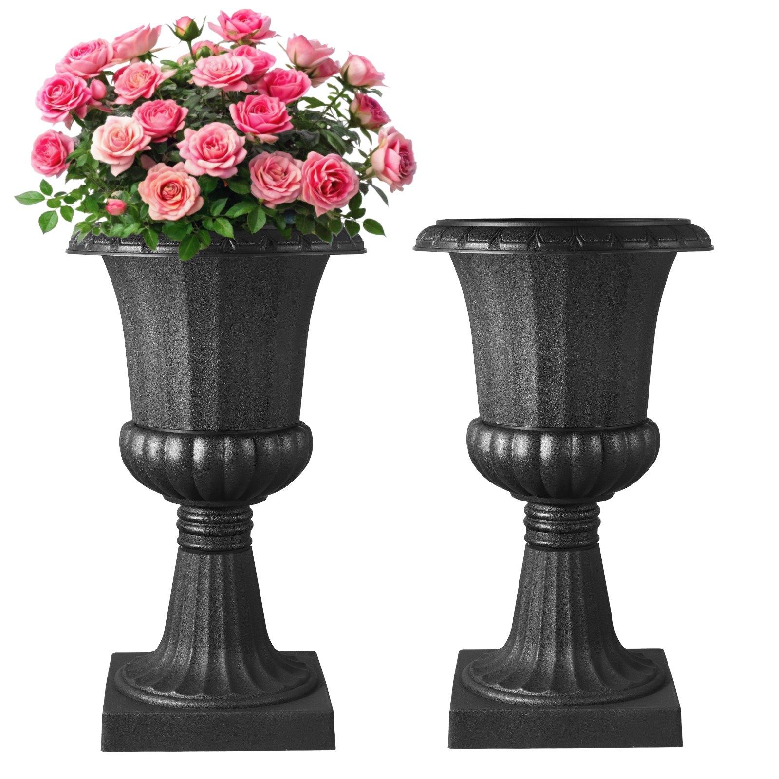 Plastikust urn-lillepotid, 40 x 67 cm, 2 tk musta värvi klassikalisi lillepotte, veranda lillepotid, sise- ja õuevaas pulmadeks, pidudeks, üritusteks, koduks, lavale, aeda, rõdule, terrassile