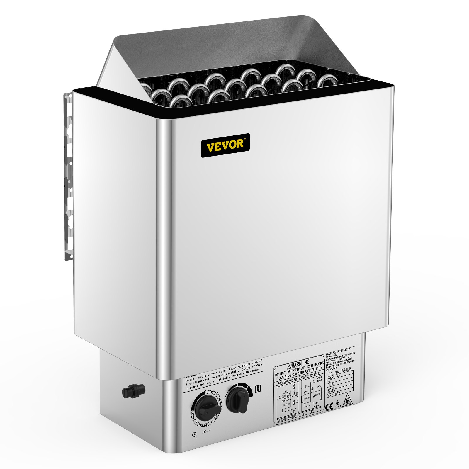 9 kW saunakeris 380–415 V märg- ja kuivkütte elektrikeris sisseehitatud juhtseadmega roostevabast terasest saunakeris