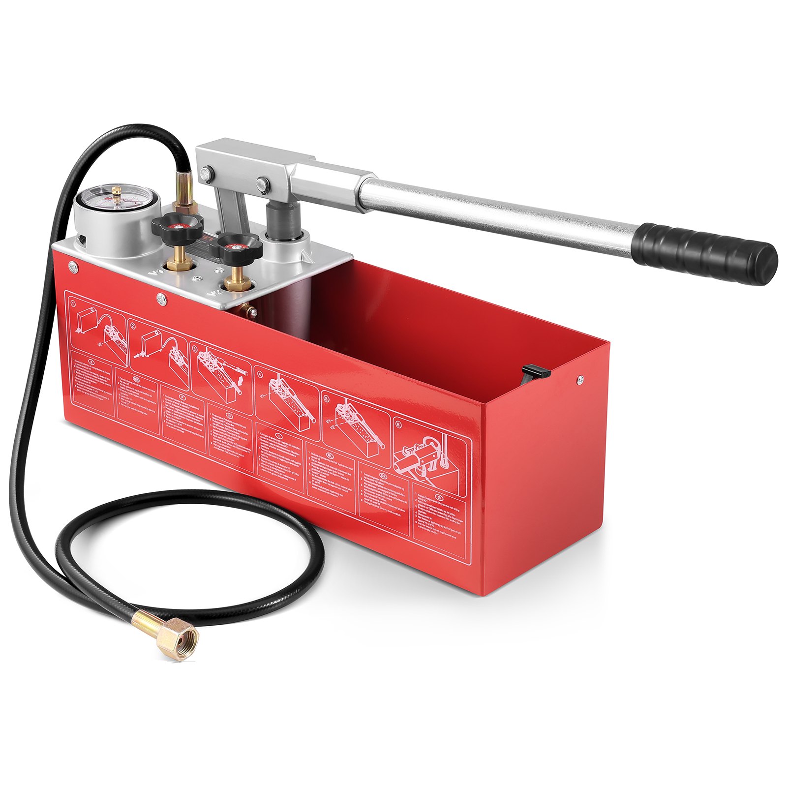 Hüdrostaatiline testpump, max 25 bar, 10 l veepaak, 1,4 m voolik