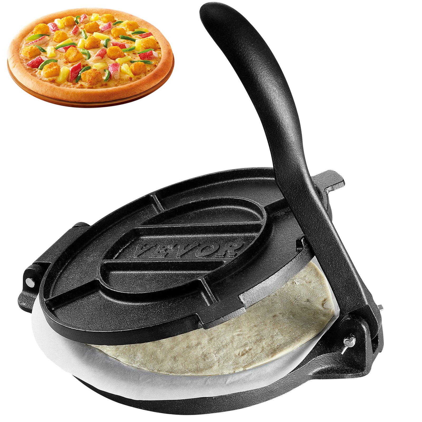 Tortillapress, 25,4 cm tortilla- ja rotivalmistaja, malmist vastupidav tortillapress