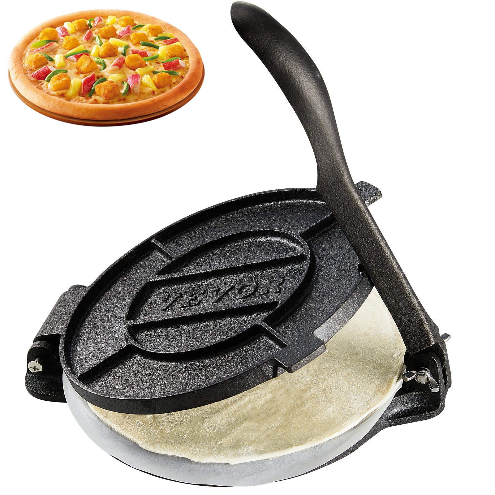 Tortillapress, 20,3 cm tortilla- ja rotivalmistaja, malmist vastupidav tortillapress
