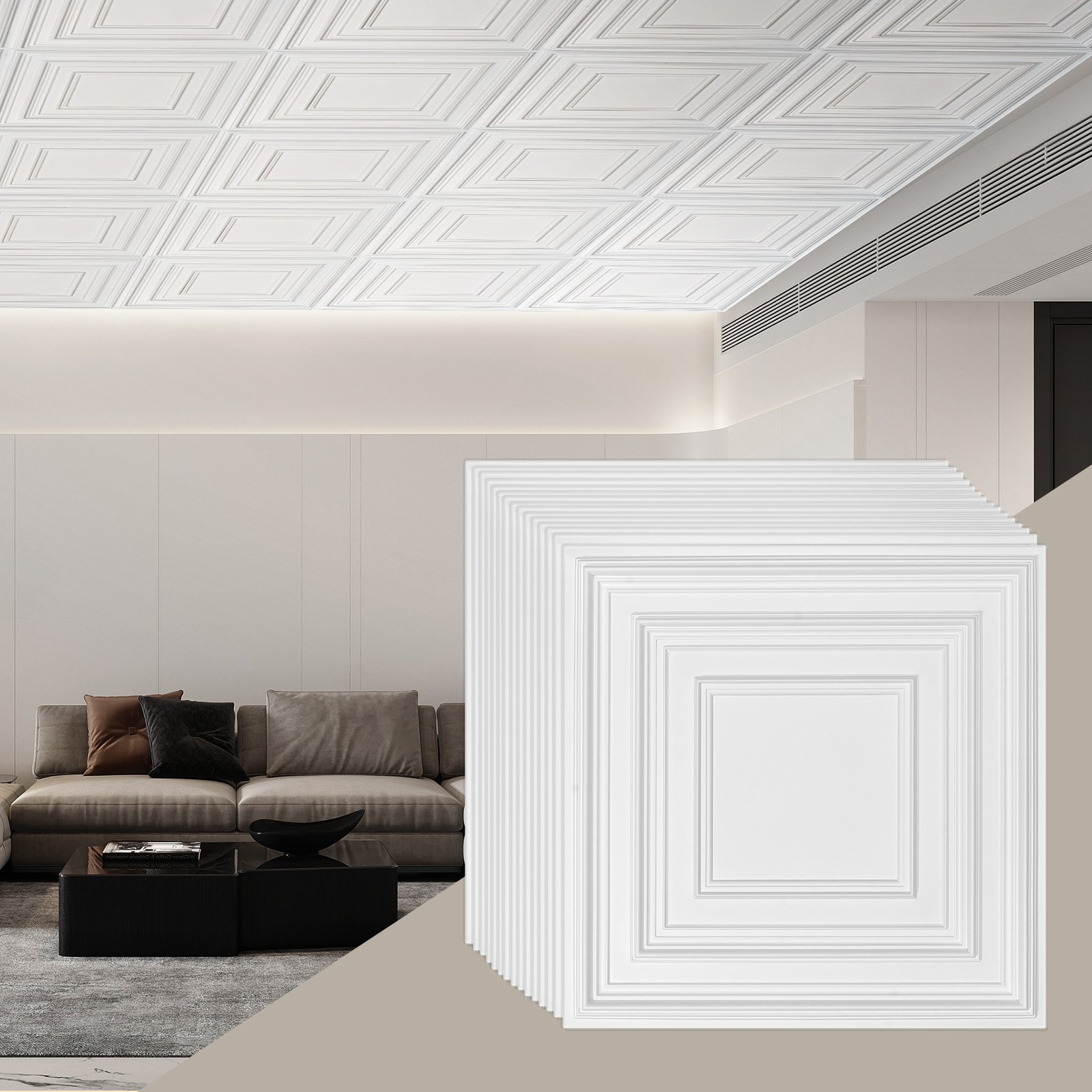 Laeplaadid 12 tk pakis 61 cm x 61 cm PVC, lihtsalt paigaldatav