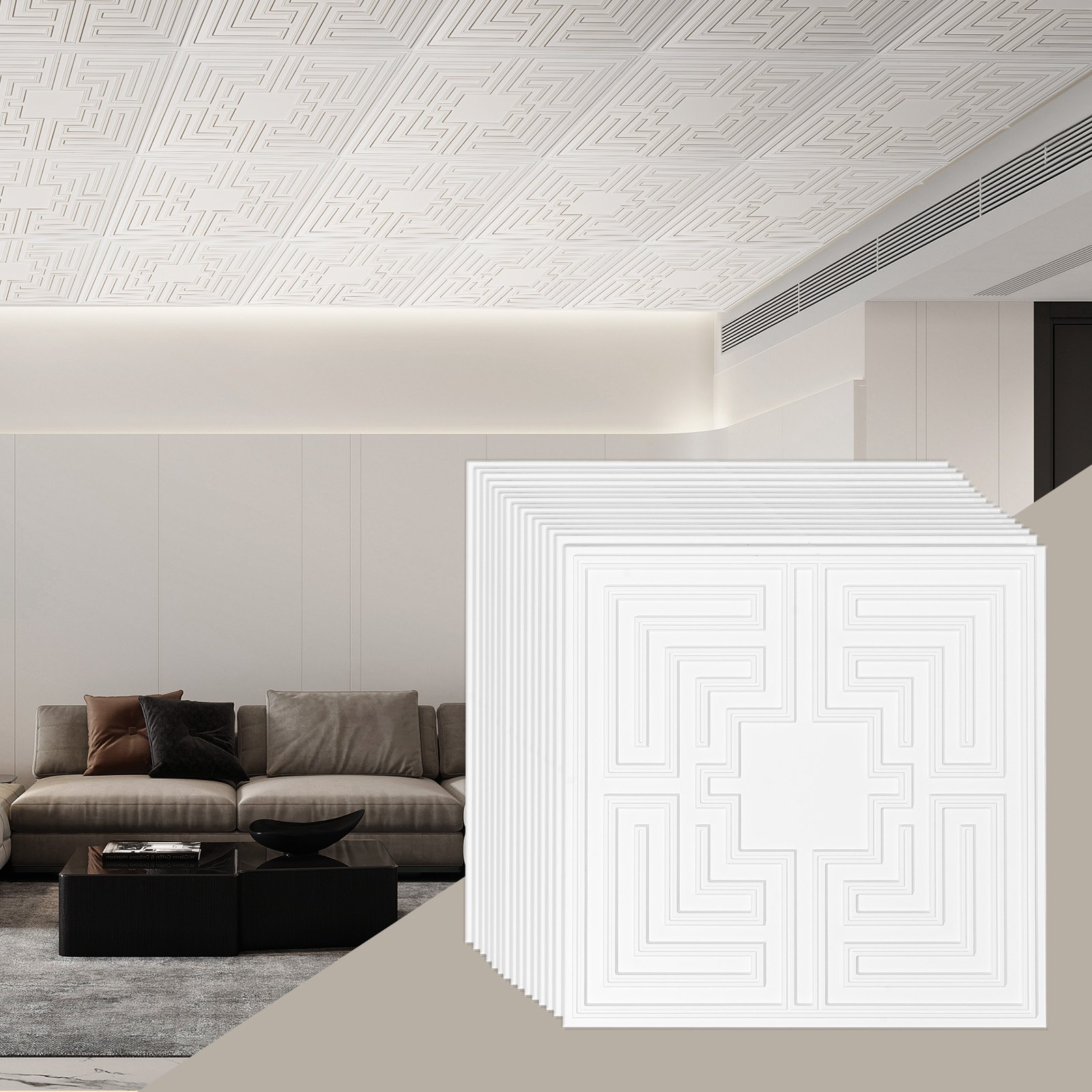 Laeplaadid, 12 tk pakis 61 x 61 cm, ripplaeplaadid, kvaliteetne PVC-leht