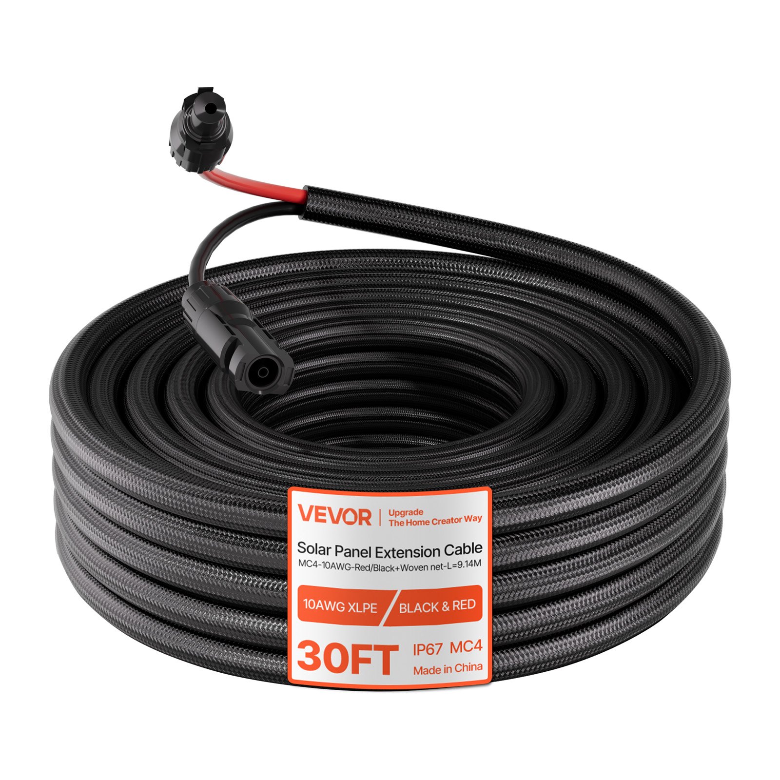 9,14 m päikesepaneeli pikenduskaabel, 10 AWG, emane ja isas pistikud