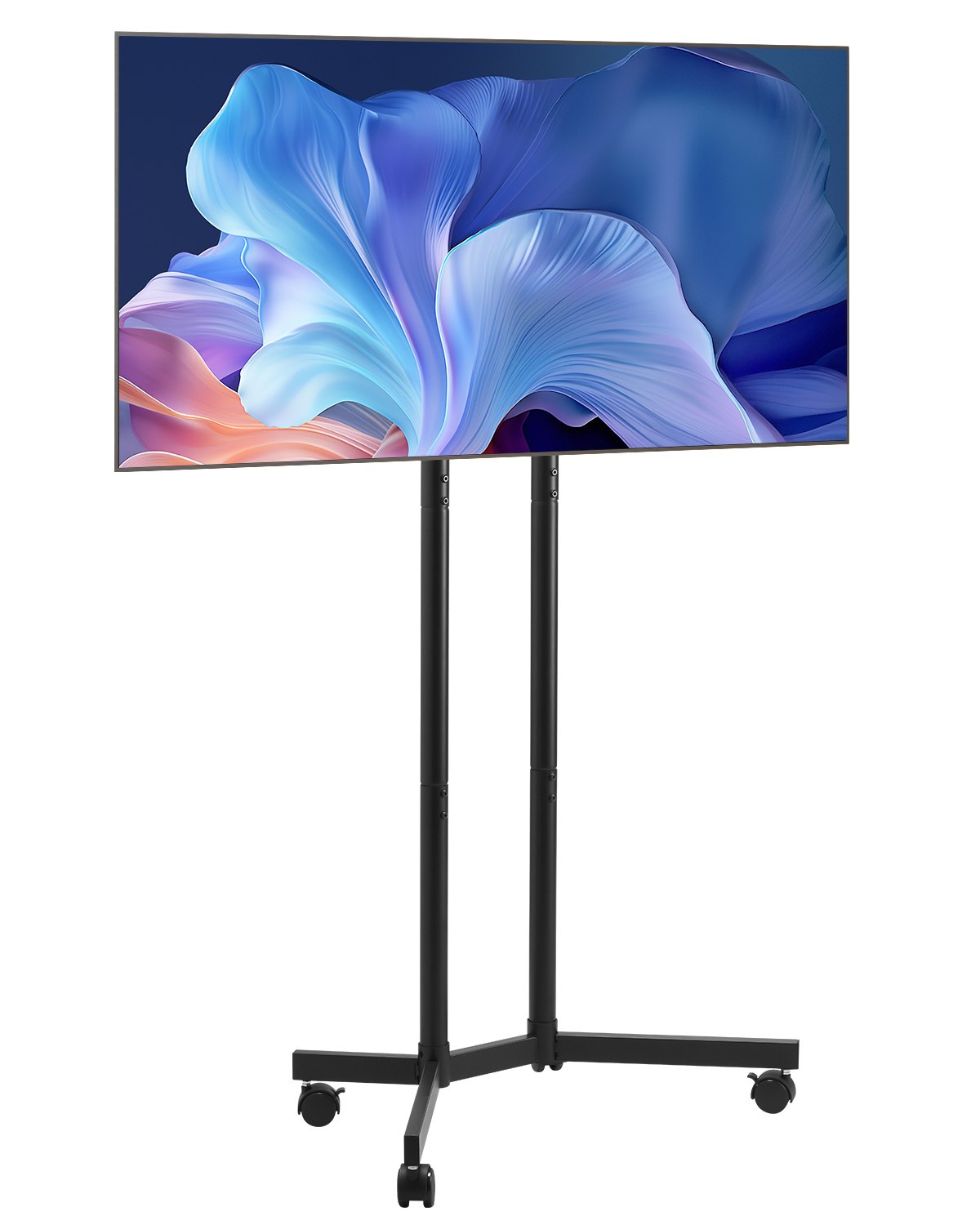 Ratastel telerialus, mobiilne telerialus 32–165 cm ekraanidele, reguleeritava kõrgusega, kaasaskantav monitorialus ratastega, kannab kuni 40 kg elutuppa, magamistuppa, kontorisse, õue, max VESA 400x400 mm