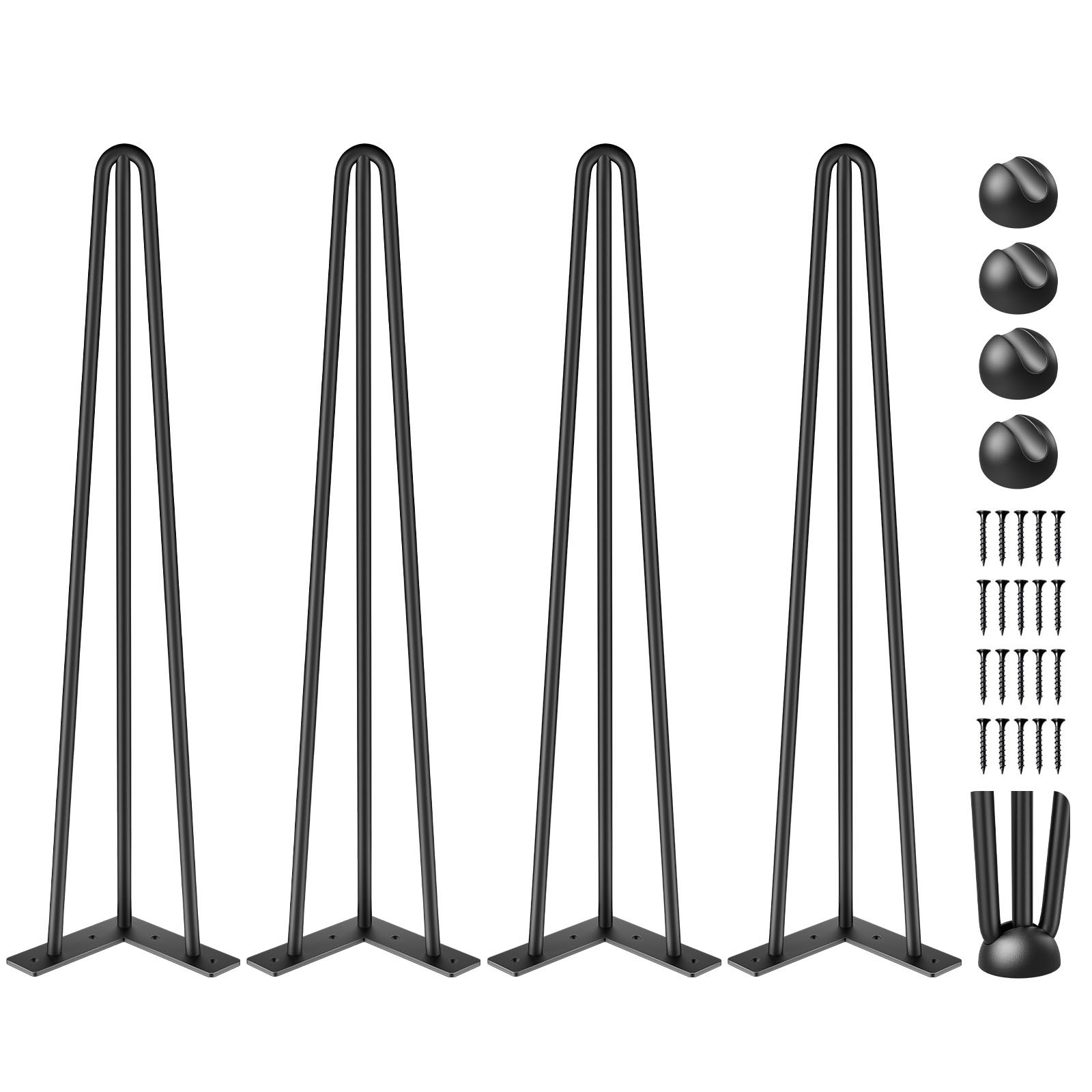 Varrasjalad (51 cm), 4 tk komplekt, 3 vardaga süsinikterasest jalad, must