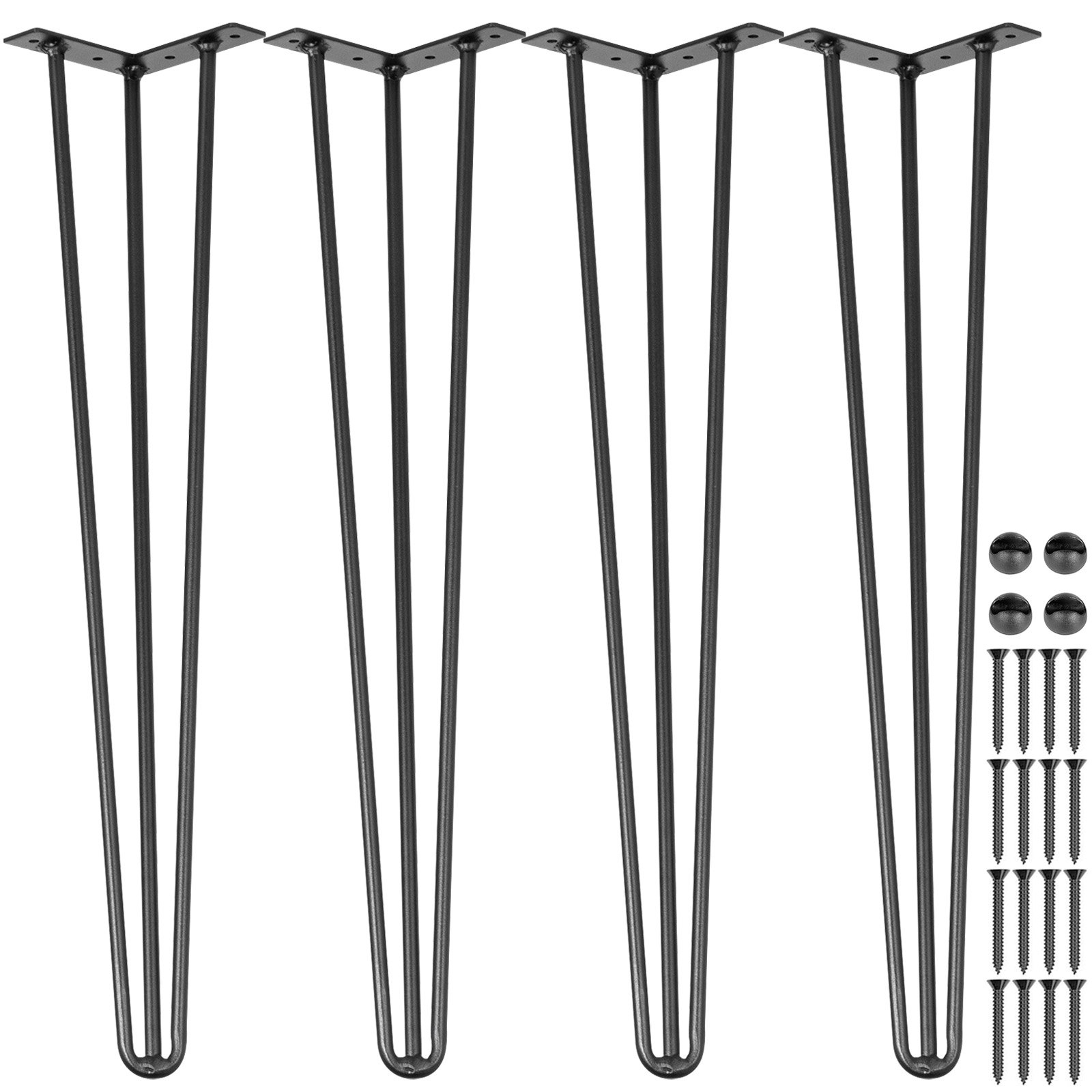 Varrasjalad (66 cm), 4 tk komplekt, 3 vardaga süsinikterasest jalad, kandevõime 100 kg jala kohta, must