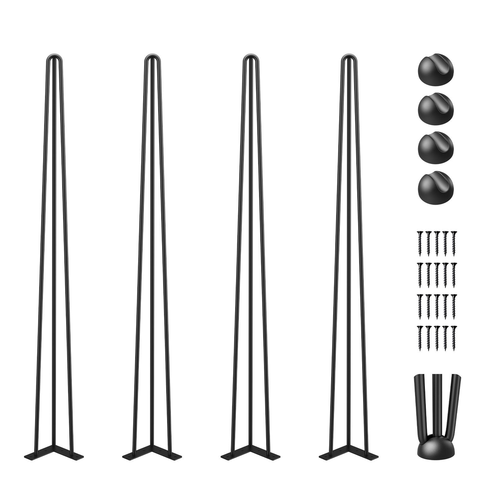 Varrasjalad (86 cm), 4 tk komplekt, 3 vardaga süsinikterasest jalad, must