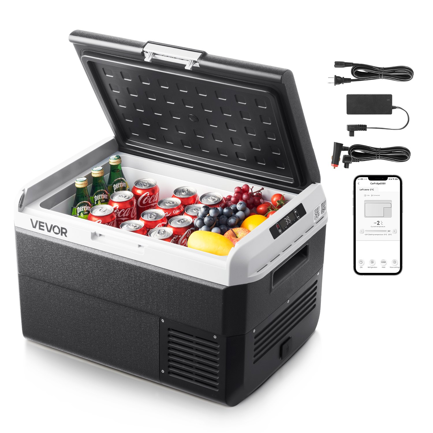 12-voldine autokülmik, 50-liitrine autokülmik, kaasaskantav elektriline jahuti temperatuuriga -20 ℃ kuni 20 ℃, 12/24 V alalisvoolu ja 100–240 V vahelduvvoolu kompressoriga sügavkülmik õues, telkimiseks, reisimiseks, haagissuvilas