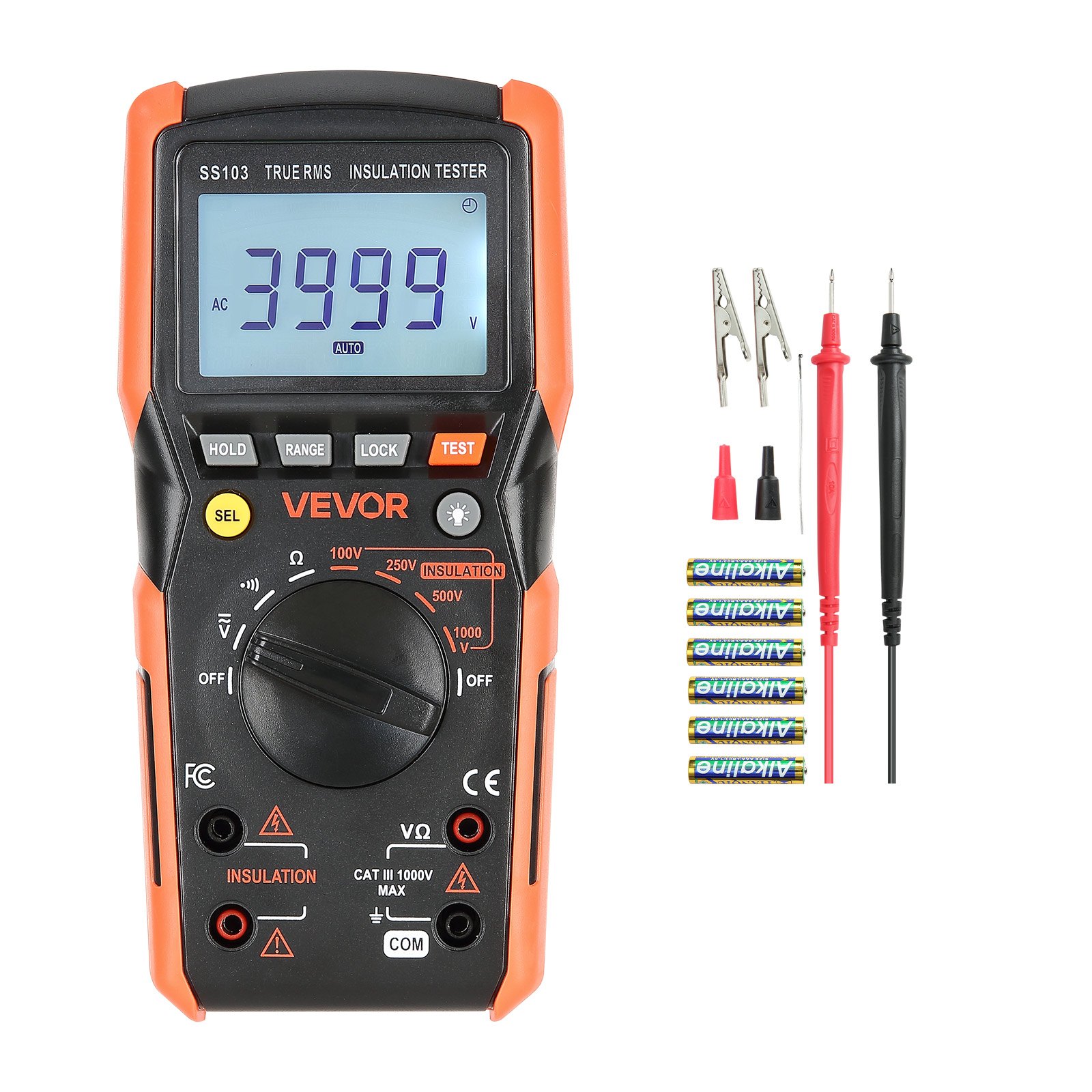 Digitaalne multimeeter, 4000-loendusega TRMS voltmeeter, oommeeter, 1000V AC/DC pinge tester lülitatava automaatse/manuaalse mõõtepiirkonnaga pinge, takistuse ja järjepidevuse mõõtmiseks