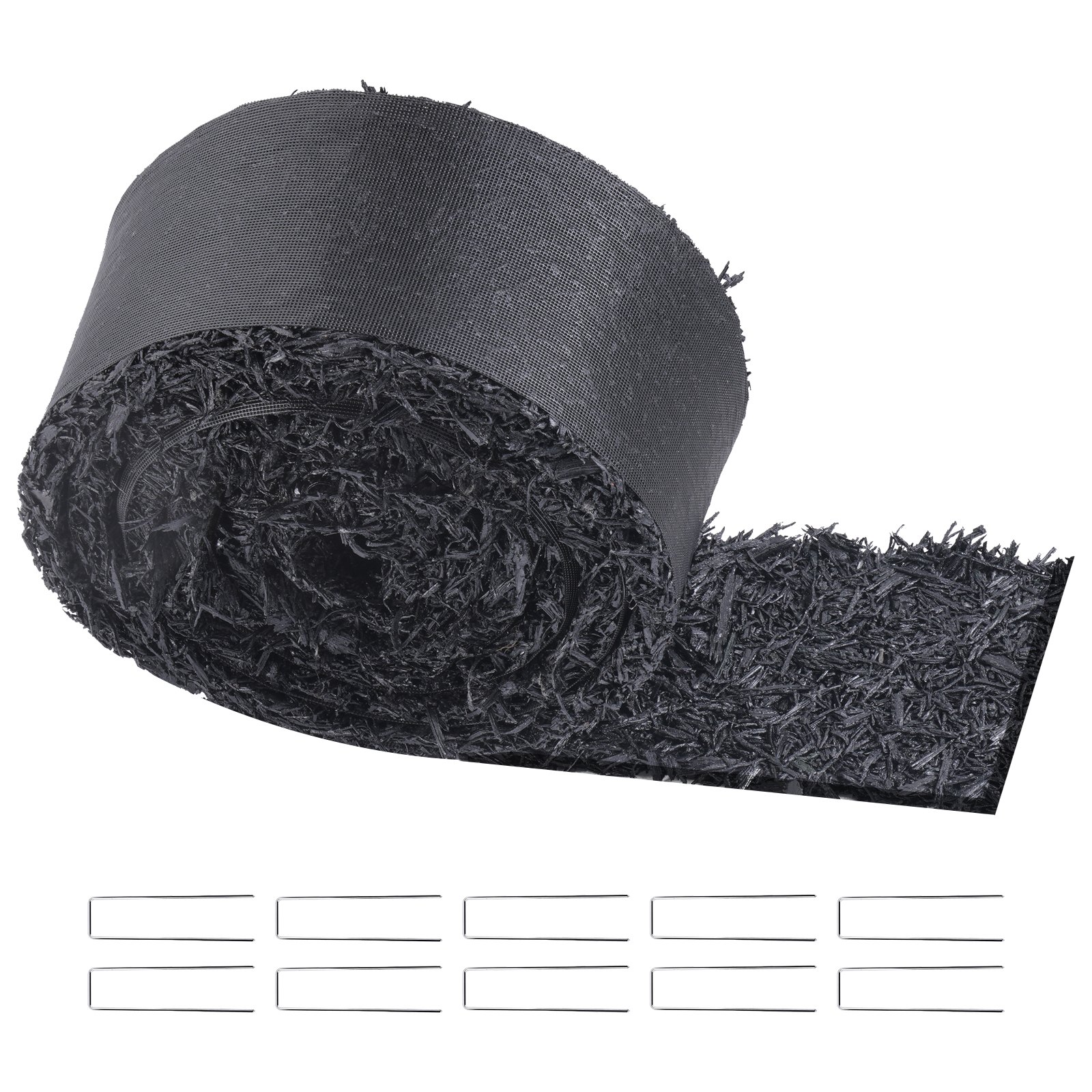 Kummist multš haljastuse jaoks, taaskasutatud kummist multšimatt 305 x 11,4 cm, püsiv kummist rada, loodusliku välimusega must multšist aiaserva ääris taimedele, köögiviljadele ja lilleaia barjäärile