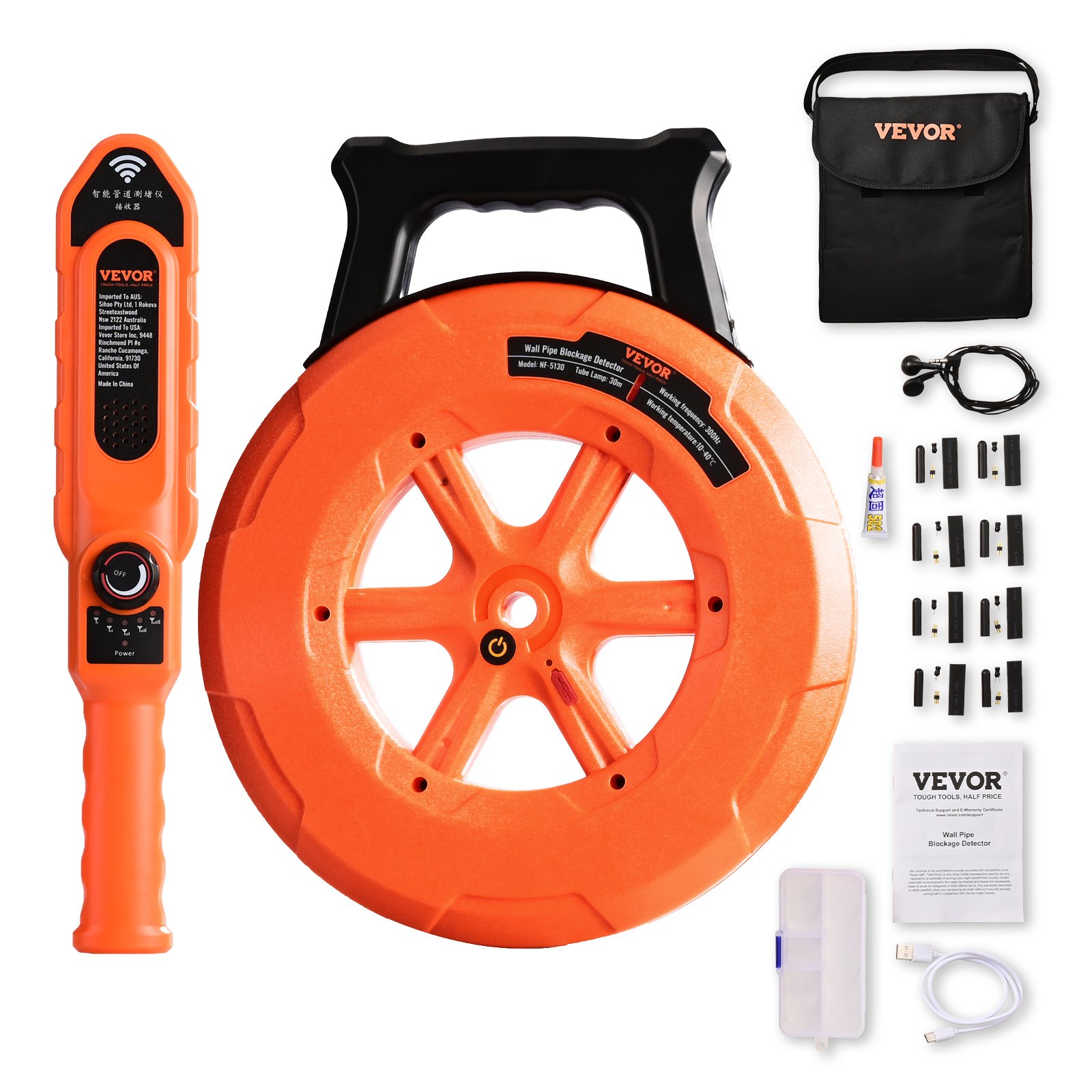 Torude ummistuste detektorid, lokaatorid, 30 m, veekindlad PVC-plastist ja metallile