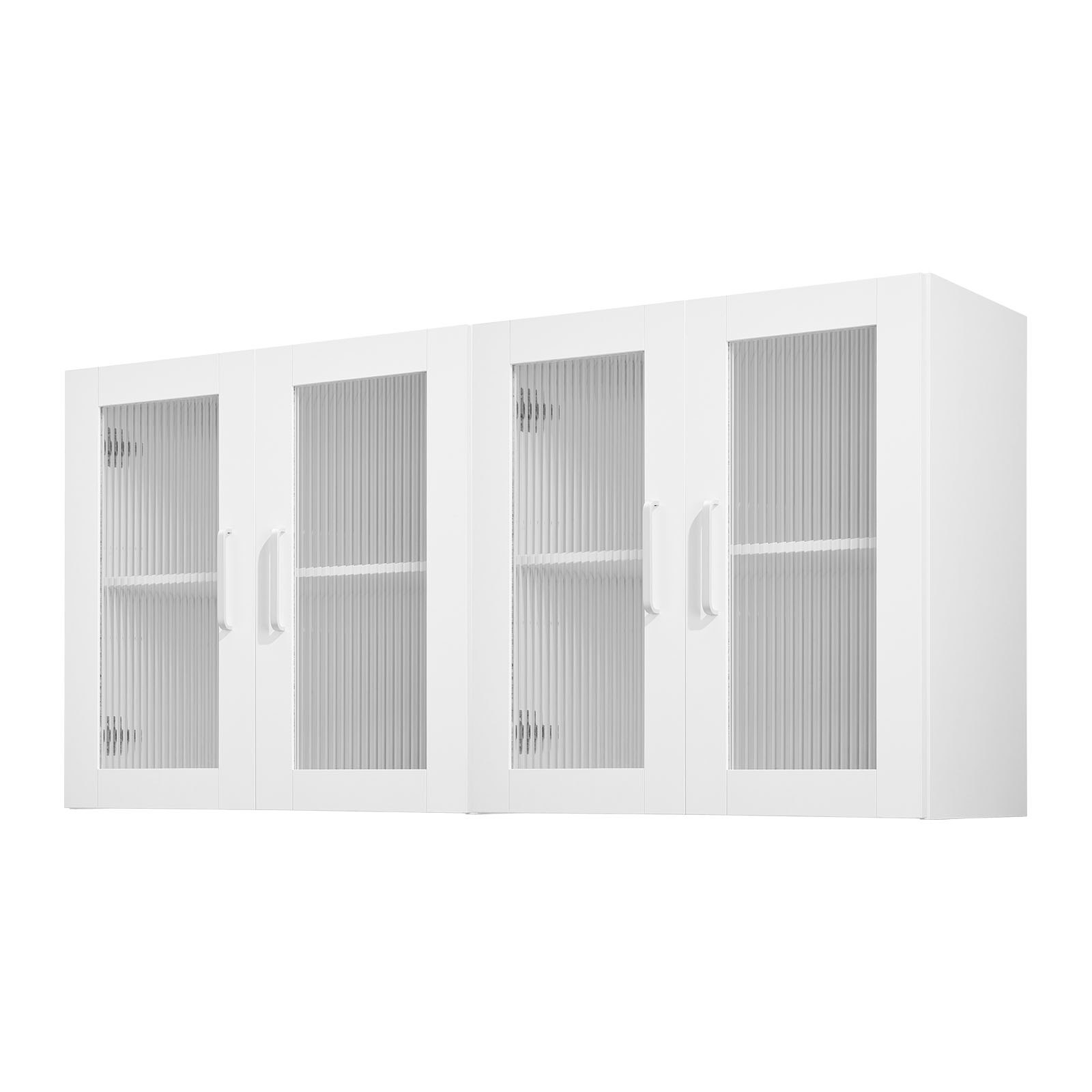 Pesuruumi seinakapp, 2-tasandiline seinale kinnitatav kapp reguleeritava riiuliga, panipaik 4 uksega, kööki, vannituppa, pesuruumi, 2 tk komplekt, igaüks 30,5 x 61 x 61 cm (S x L x K), valge