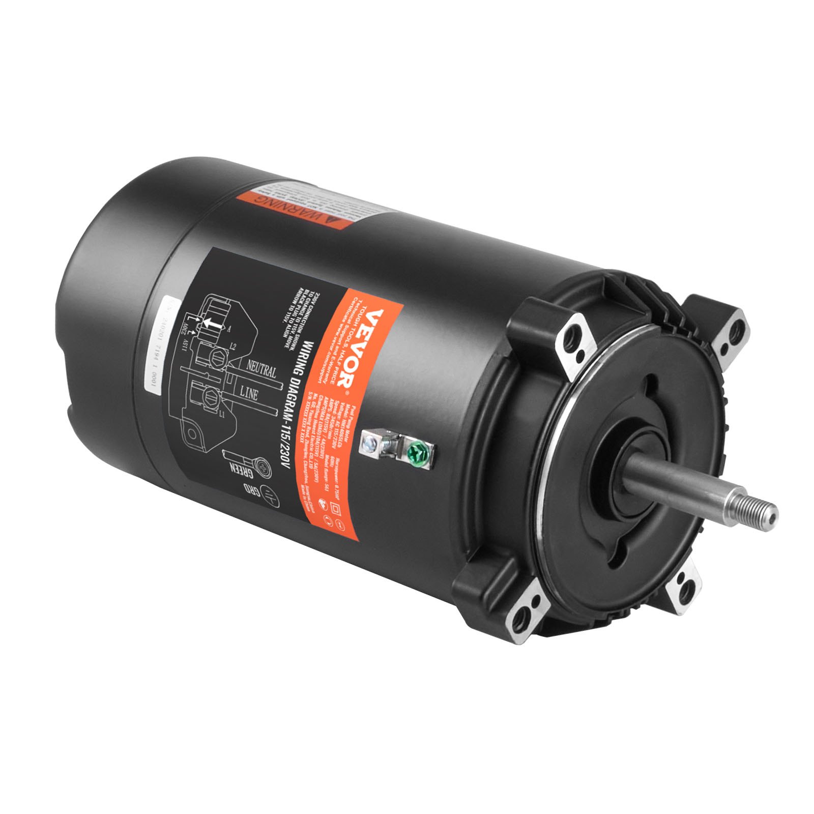 0 75 hj basseinipumba mootor 56J raam 115 V (8 amprit)/230 V (4 amprit) 3450 p/min 60 Hz teenindustegur 1 5 80 μF/250 V