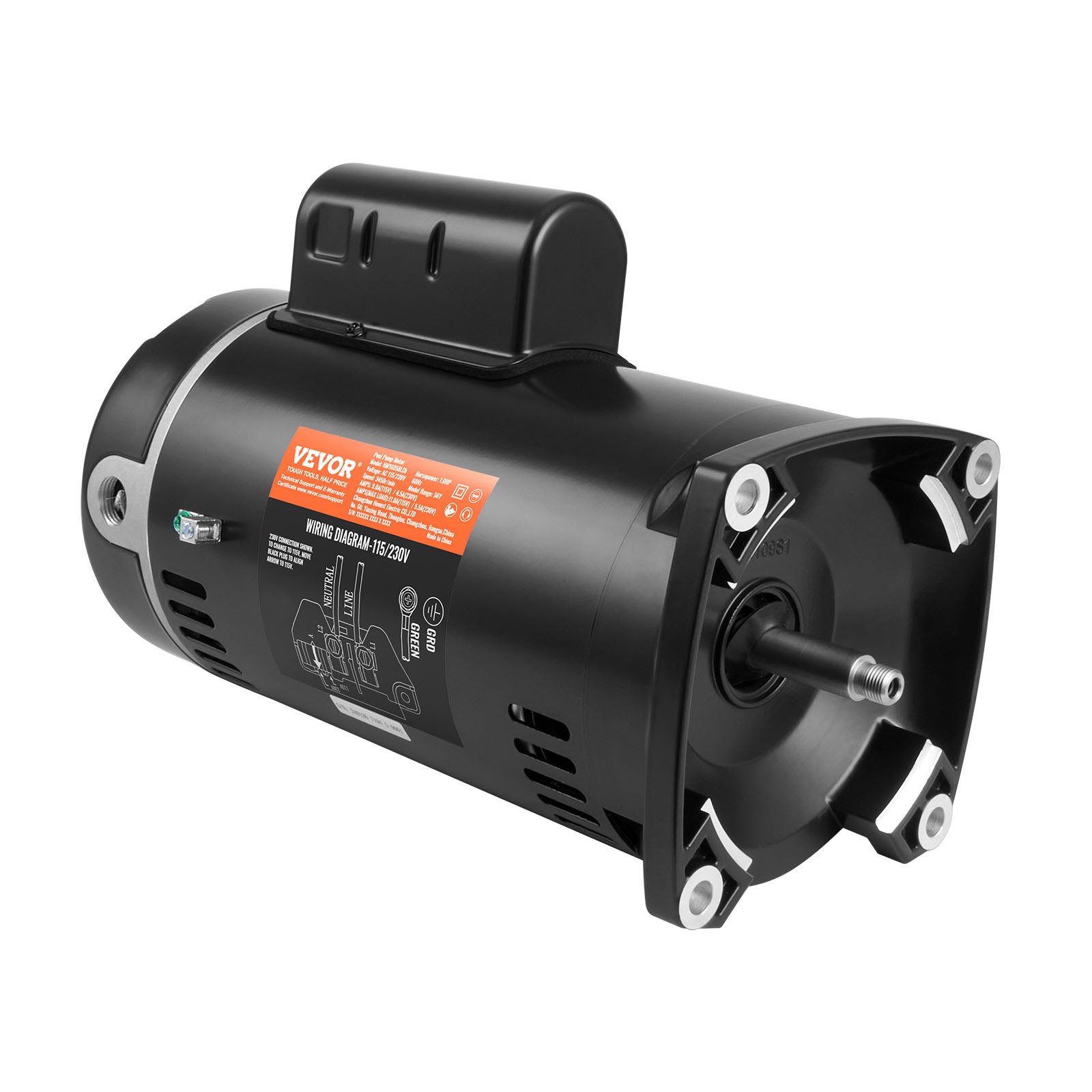 1 HP basseinipumba mootor 56Y raam 115 V (9 amprit)/230 V (4 5 amprit) 3450 p/min 60 Hz 1 25 teenindustegur 90μF/250 V