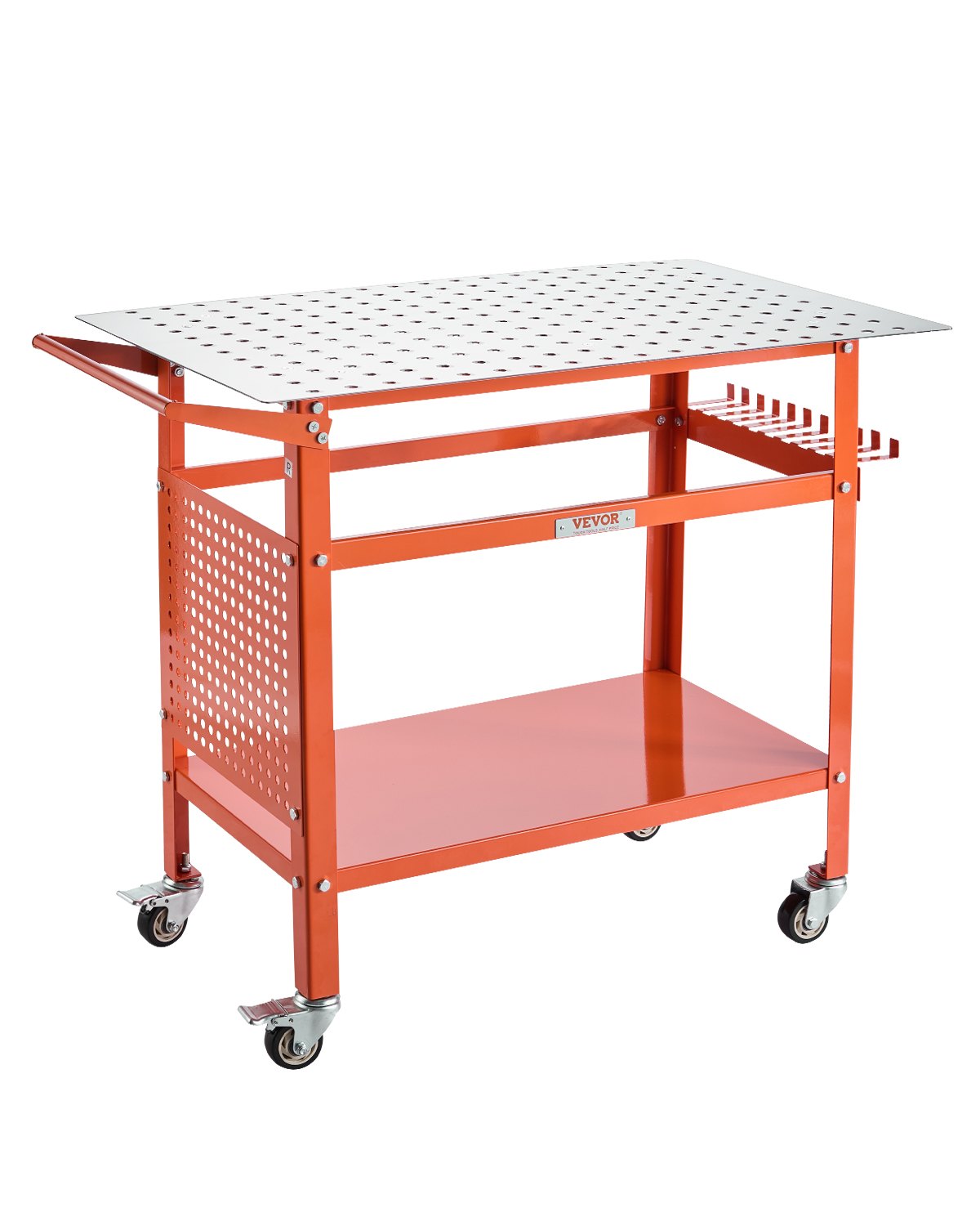 Keevituslaud 102 x 61 cm keevitustöölaud 363 kg staatilise kandevõimega teisaldatav terasest töölaud 4 rattaga (2